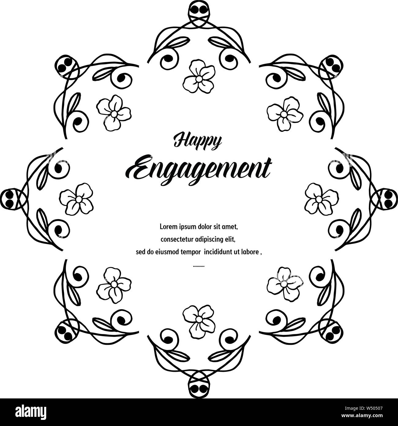 Lettering happy engagement, decoration of invitation card. Vector ...