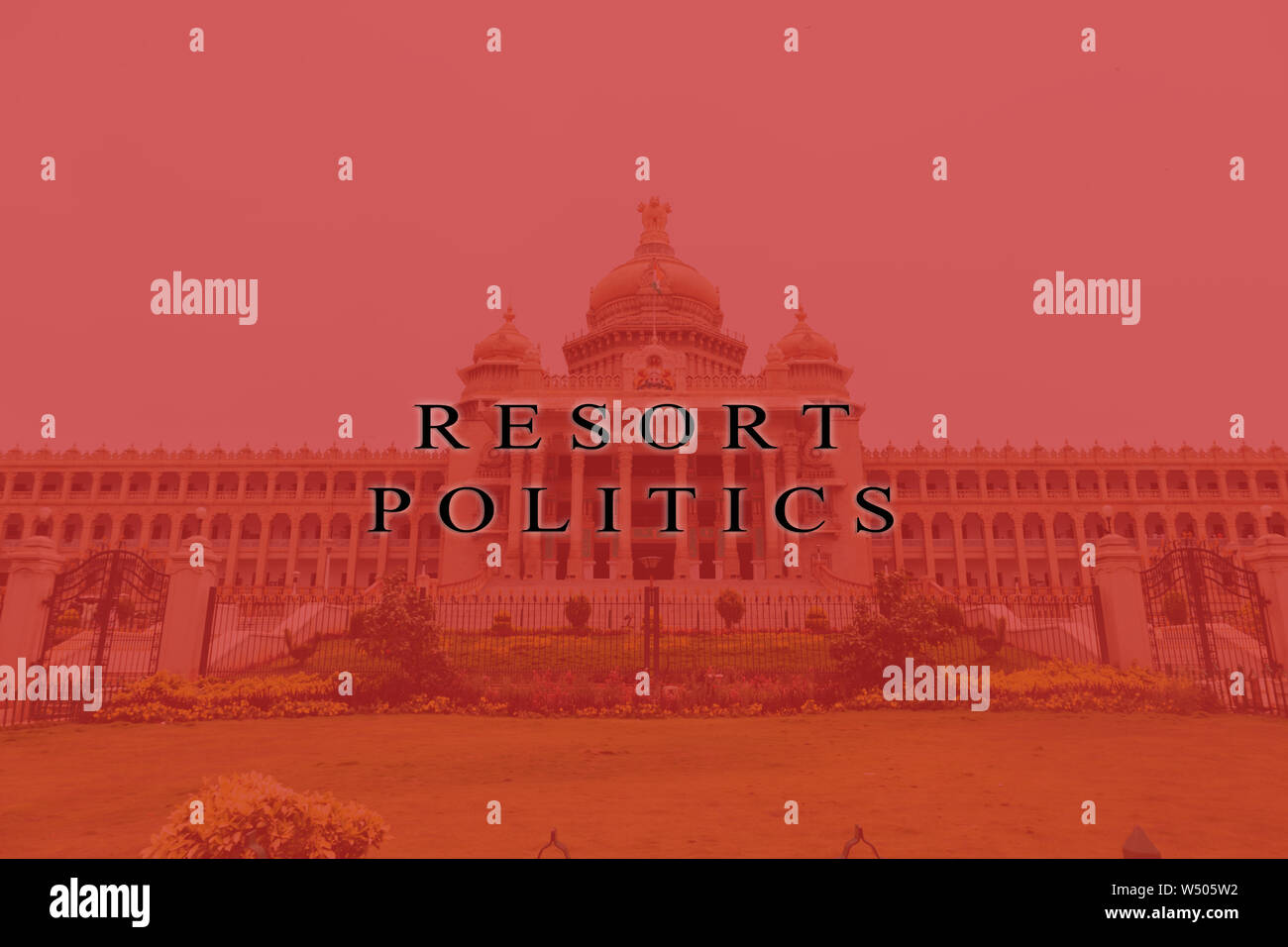 Concept of political crises in Indian democracy, Printed Resort Politics on Vidhana Soudha Stock Photo