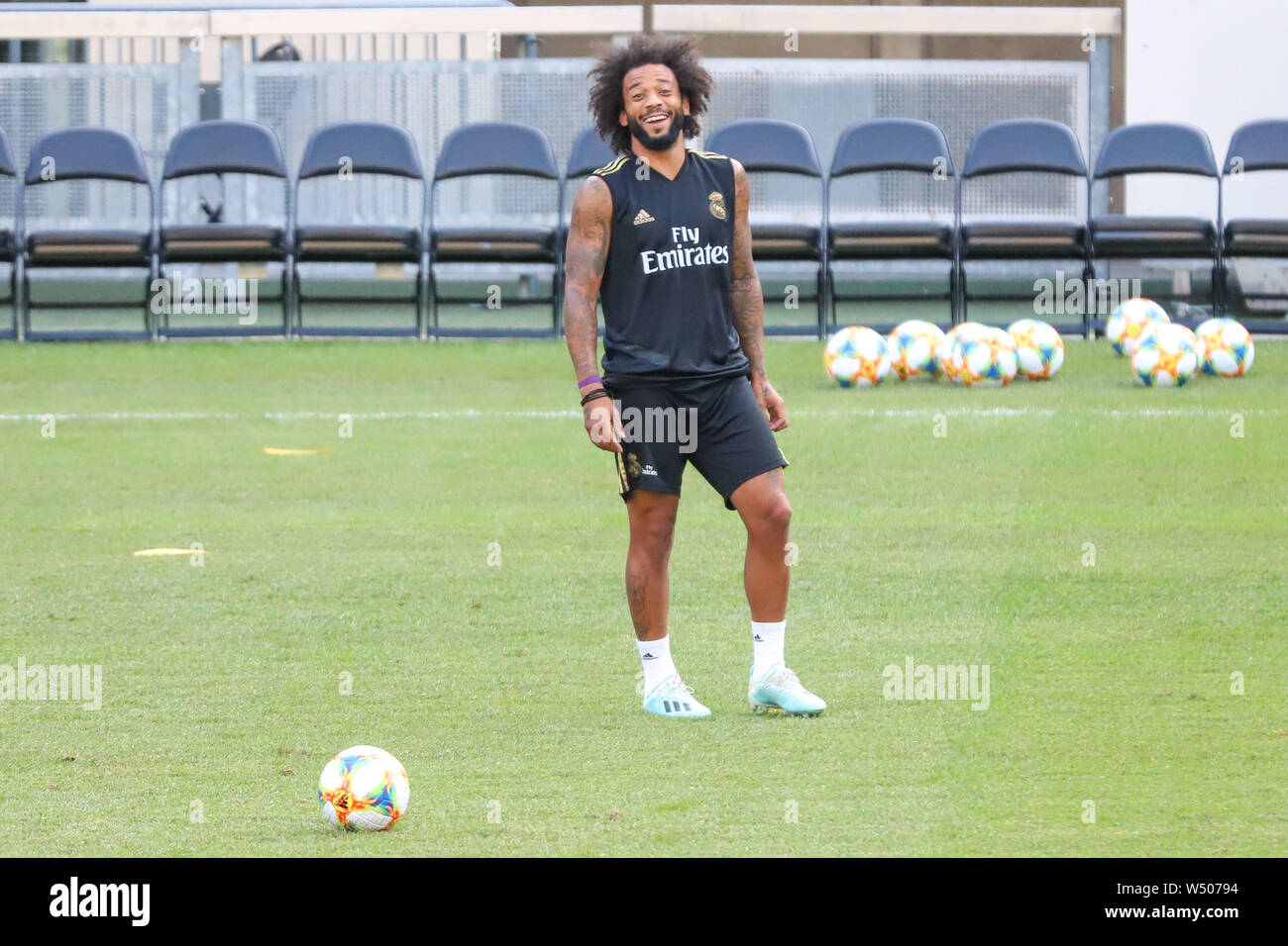 East Rutherford, United States. 25th July, 2019. Marcelo of Real Madrid during training at MetLife Stadium in the city of East Rutherford on Thursday, 25. The team faces Atletico Madrid tomorrow for the International Champions Cup. Credit: Brazil Photo Press/Alamy Live News Stock Photo
