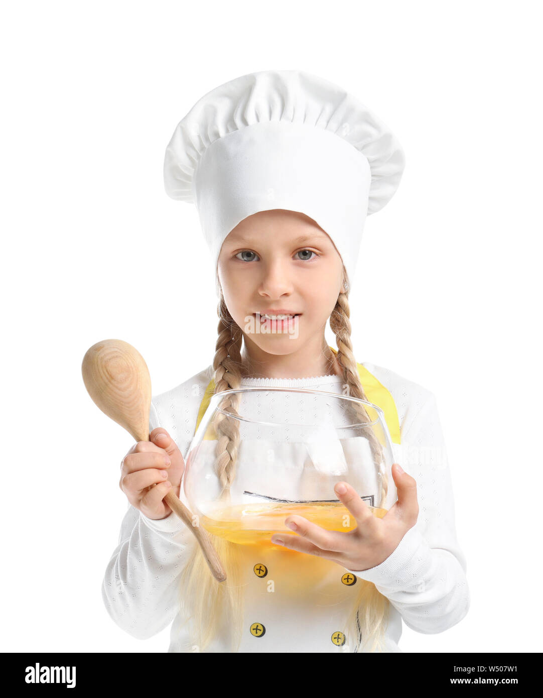 Cute little chef on white background Stock Photo - Alamy