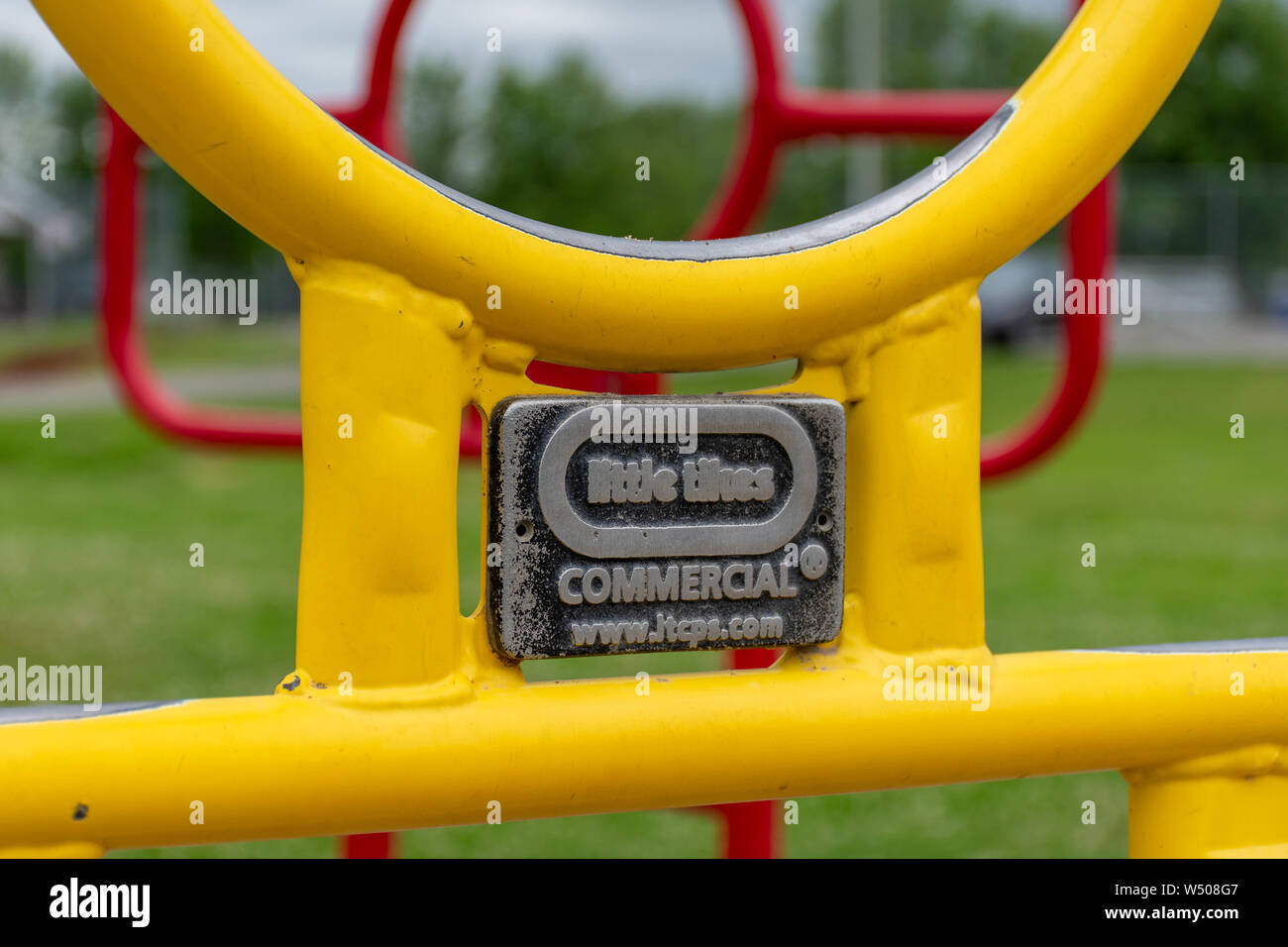 'Brighton, Ontario/Canada - 07/22/2019: Little tikes commercial logo on bright outdoor playground.' Stock Photo