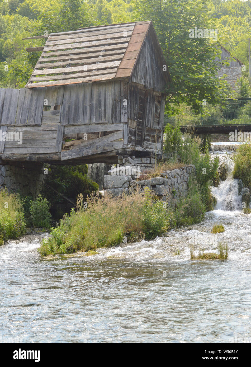 Old wooden mill on river Gacka springs Stock Photo