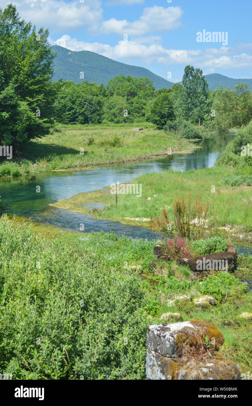River Gacka winding at Sinac, Croatia Stock Photo