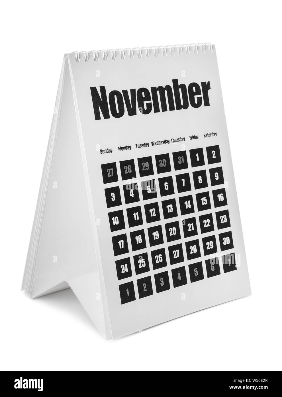 Flip calendar on white background Stock Photo Alamy