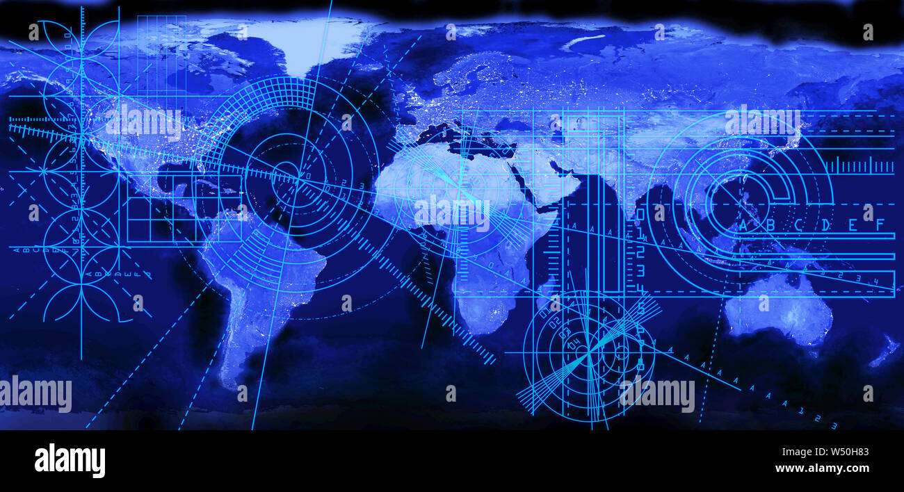 World map. View from outer space. Global communications and networking ...