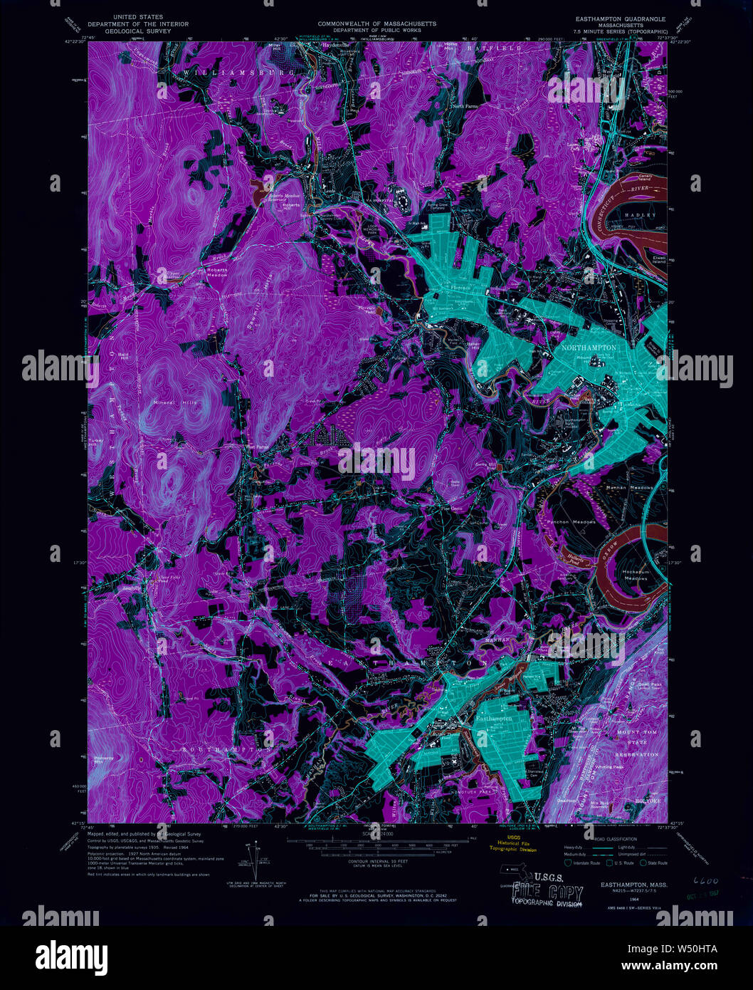 Massachusetts USGS Historical Topo Map MA Easthampton 350118 1964 24000