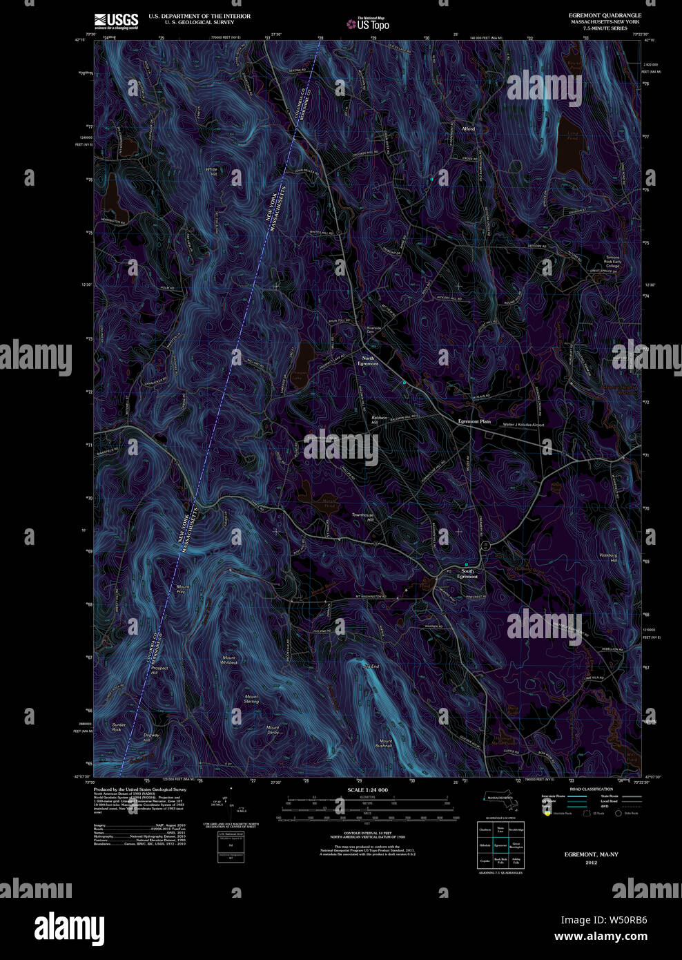 Massachusetts USGS Historical Topo Map MA Egremont 20120524 TM Inverted