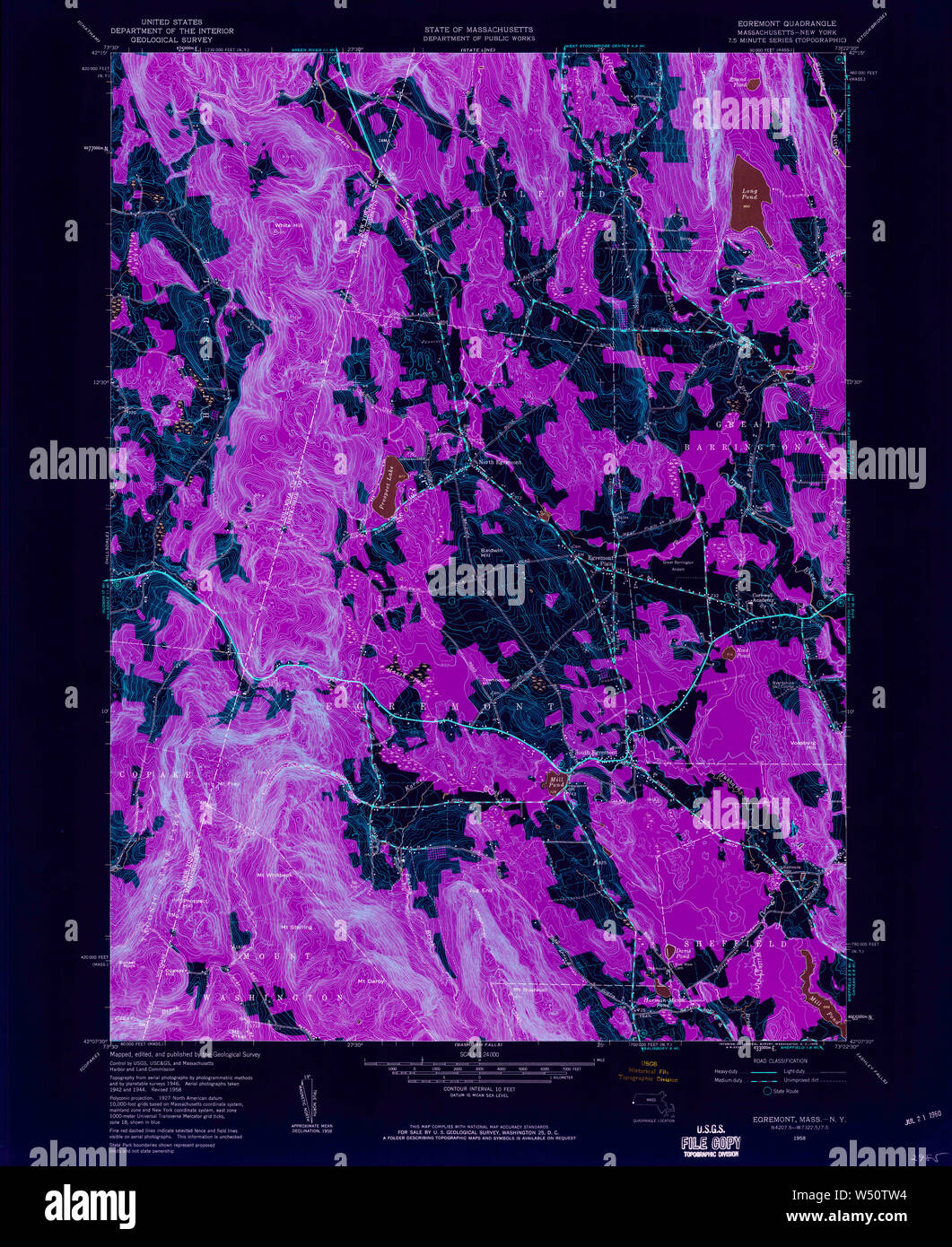 Massachusetts USGS Historical Topo Map MA Egremont 350126 1958 24000