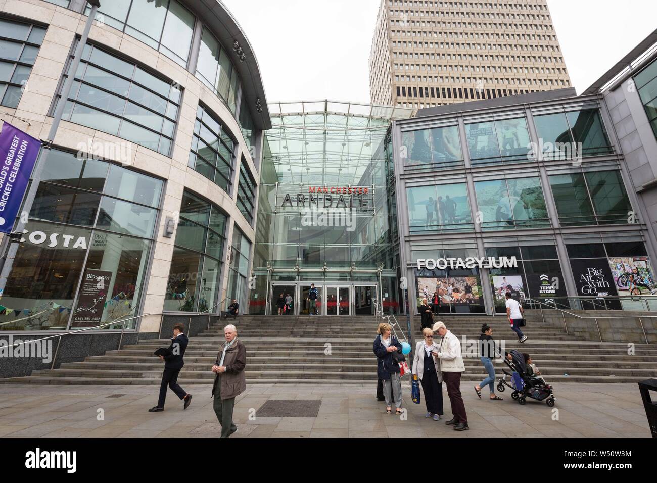 Exterior of the Manchester Arndale centre , taken from Exchange Square Stock Photo