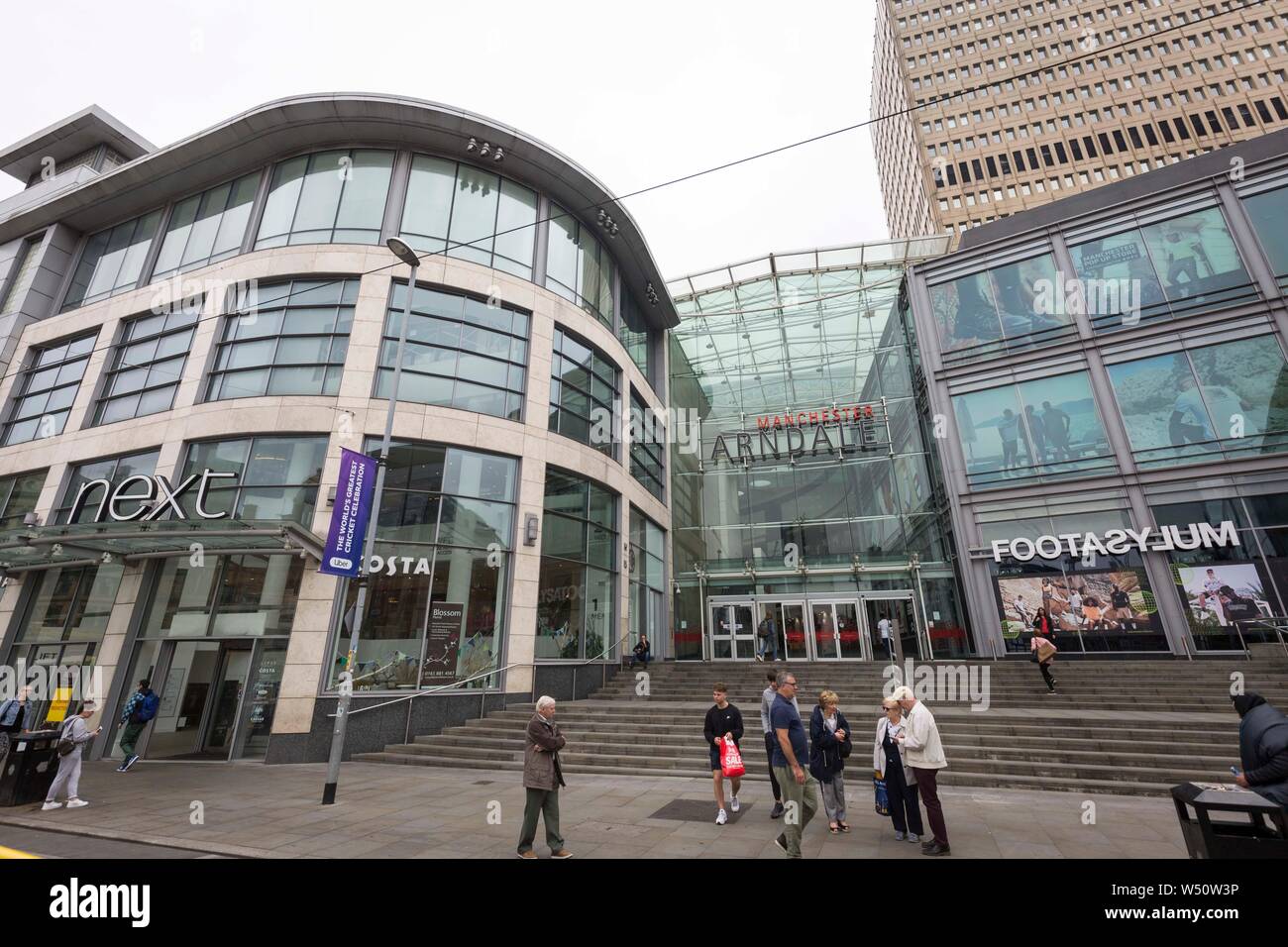 Exterior of the Manchester Arndale centre , taken from Exchange Square Stock Photo