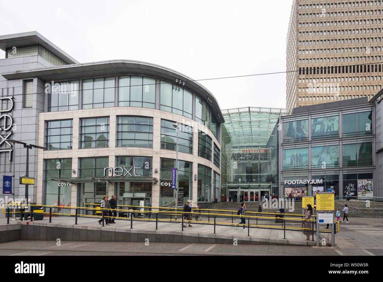 Exterior of the Manchester Arndale centre , taken from Exchange Square Stock Photo