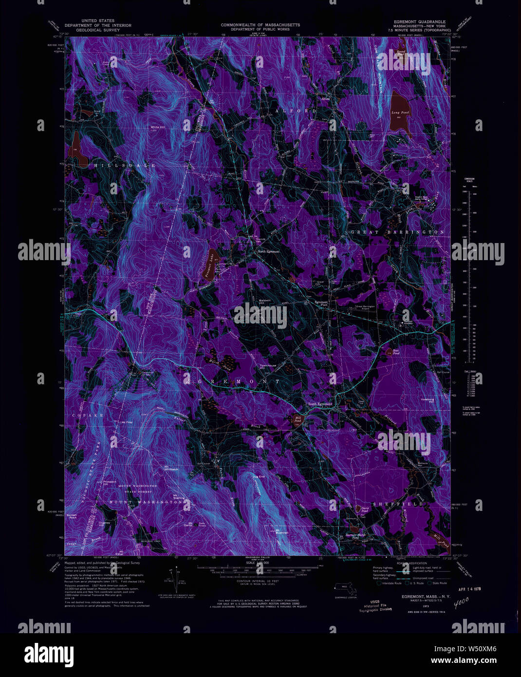 Massachusetts USGS Historical Topo Map MA Egremont 350939 1973 25000