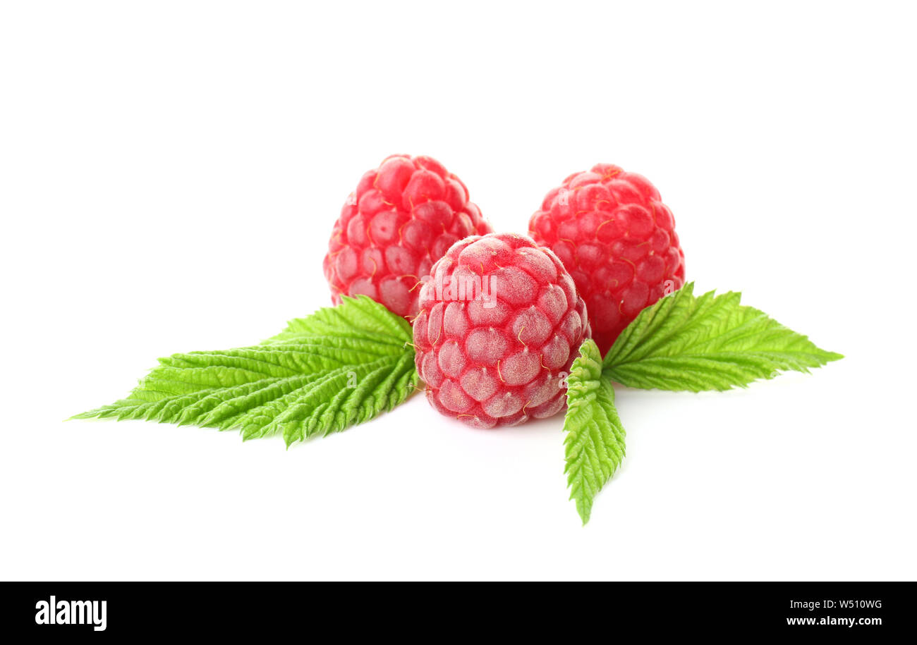 Sweet ripe raspberry on white background Stock Photo - Alamy