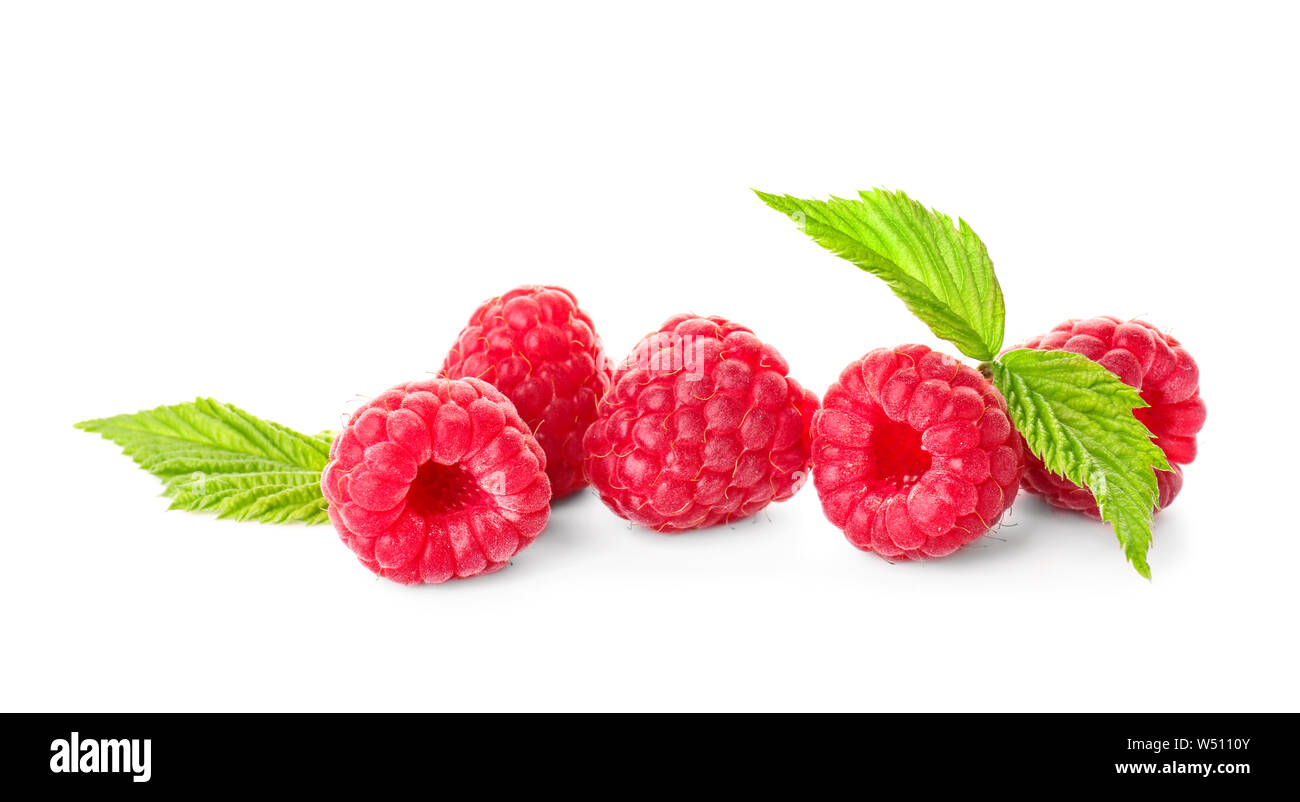 Sweet ripe raspberry on white background Stock Photo - Alamy