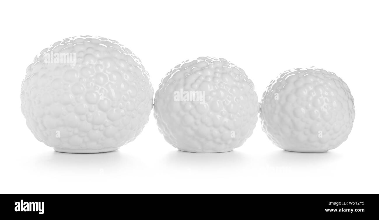 Decorative ceramic balls on white background Stock Photo Alamy