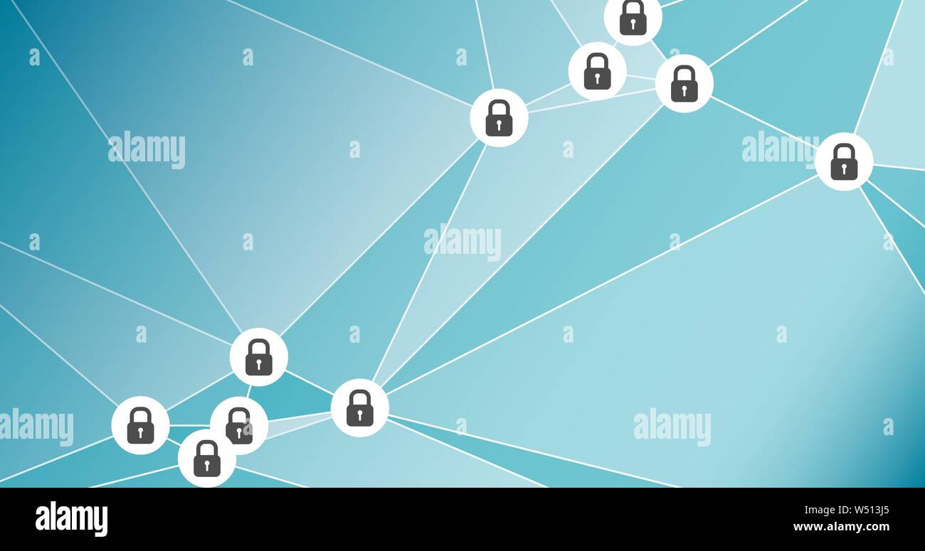 Polygonal abstract shape and locked padlocks Stock Vector