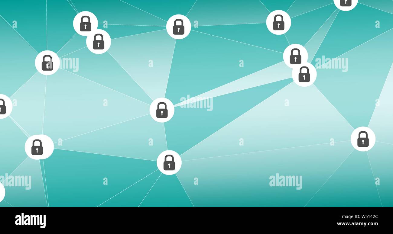 Connected padlocks and abstract shapes Stock Vector
