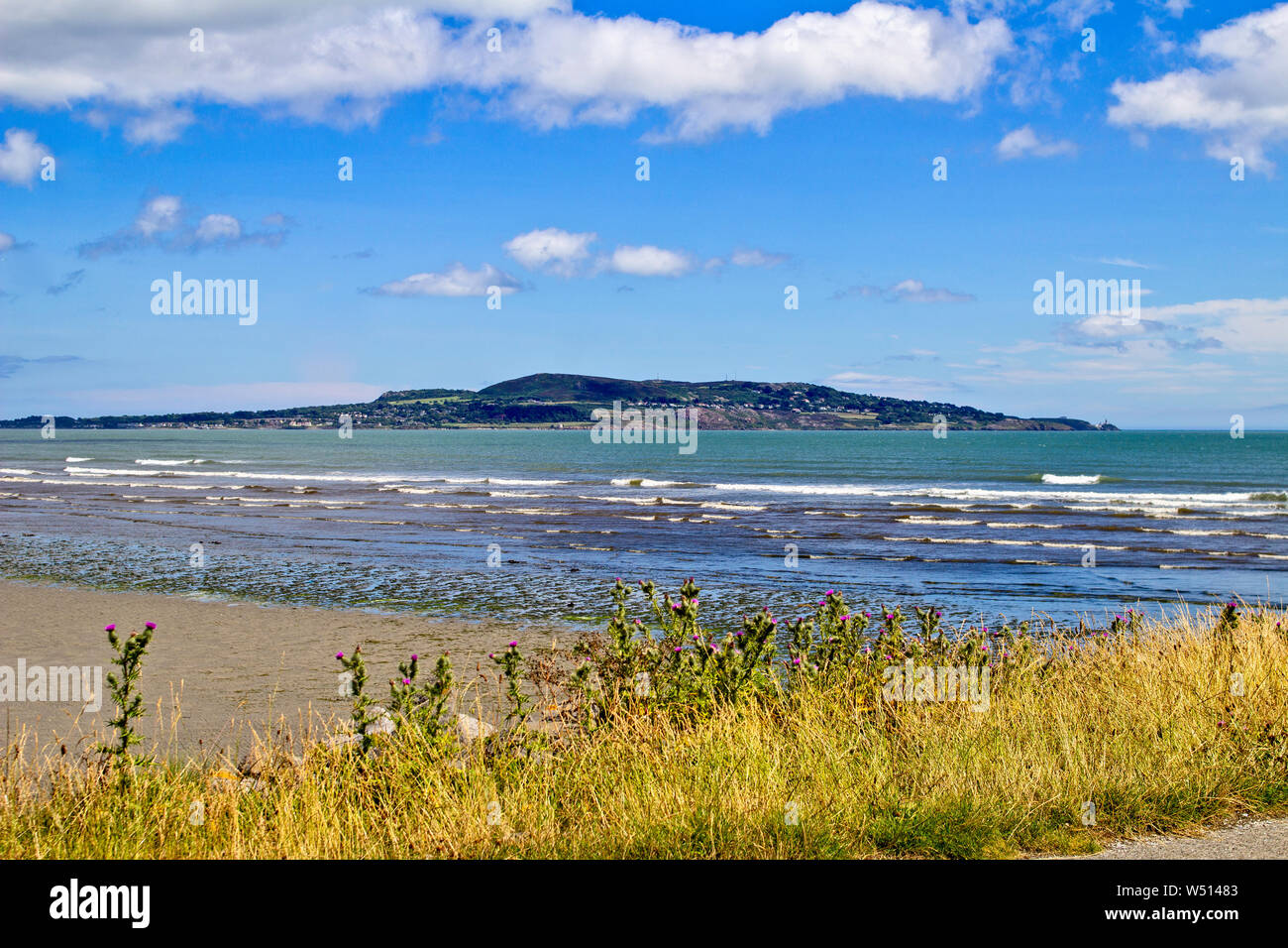 Howth Head in Dublin, Ireland as viewed from Dollymount Strand. Stock Photo