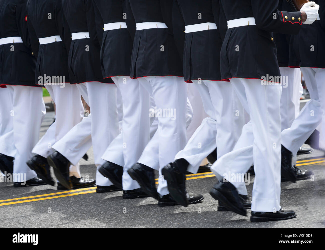 Marines Marching Unit Uniforms Memorial Day Parade Washington DC Stock