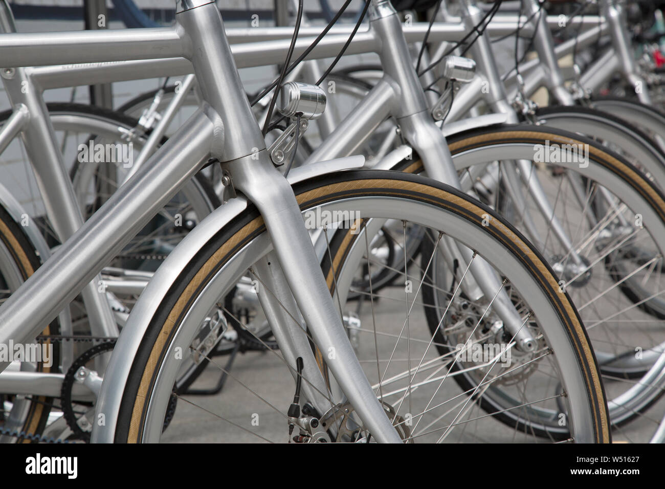 Silver Rental Bikes; Frankfurt; Germany Stock Photo Alamy