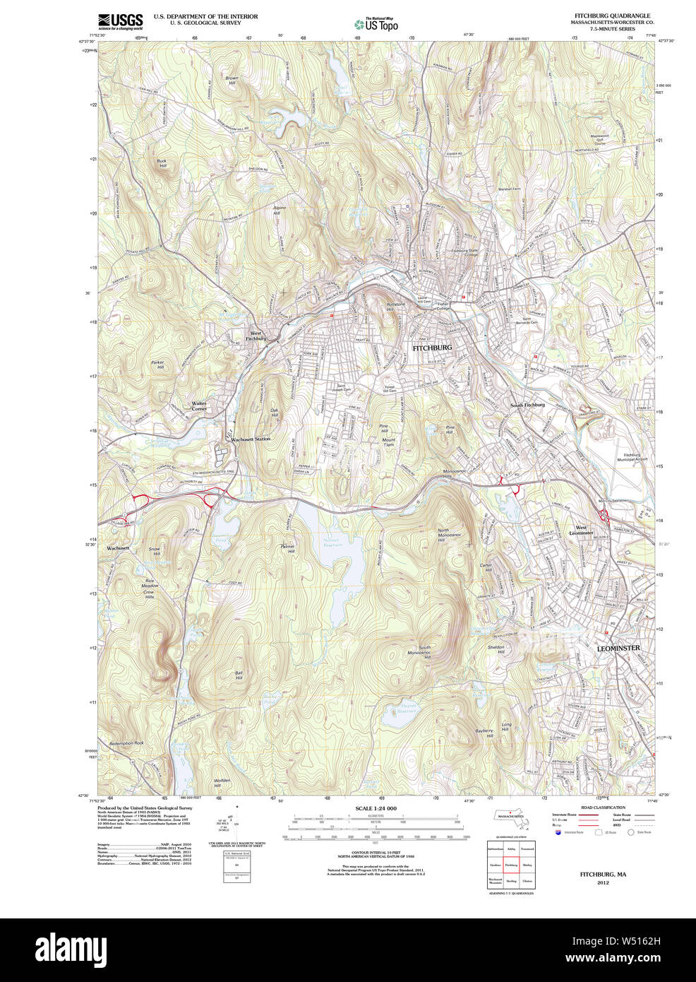 Massachusetts USGS Historical Topo Map MA Fitchburg 20120606 TM