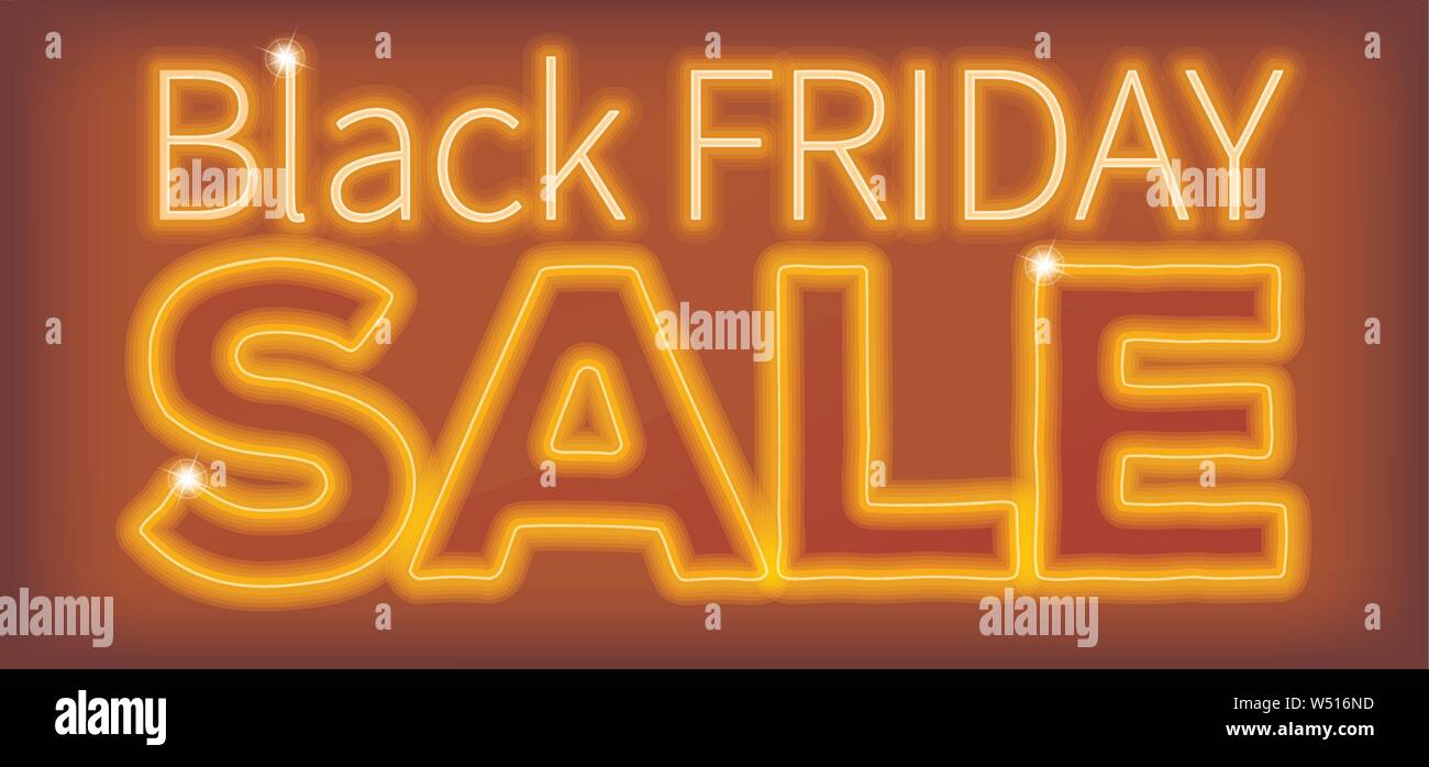 Black Friday Sale Orange Neon Sign Stock Vector