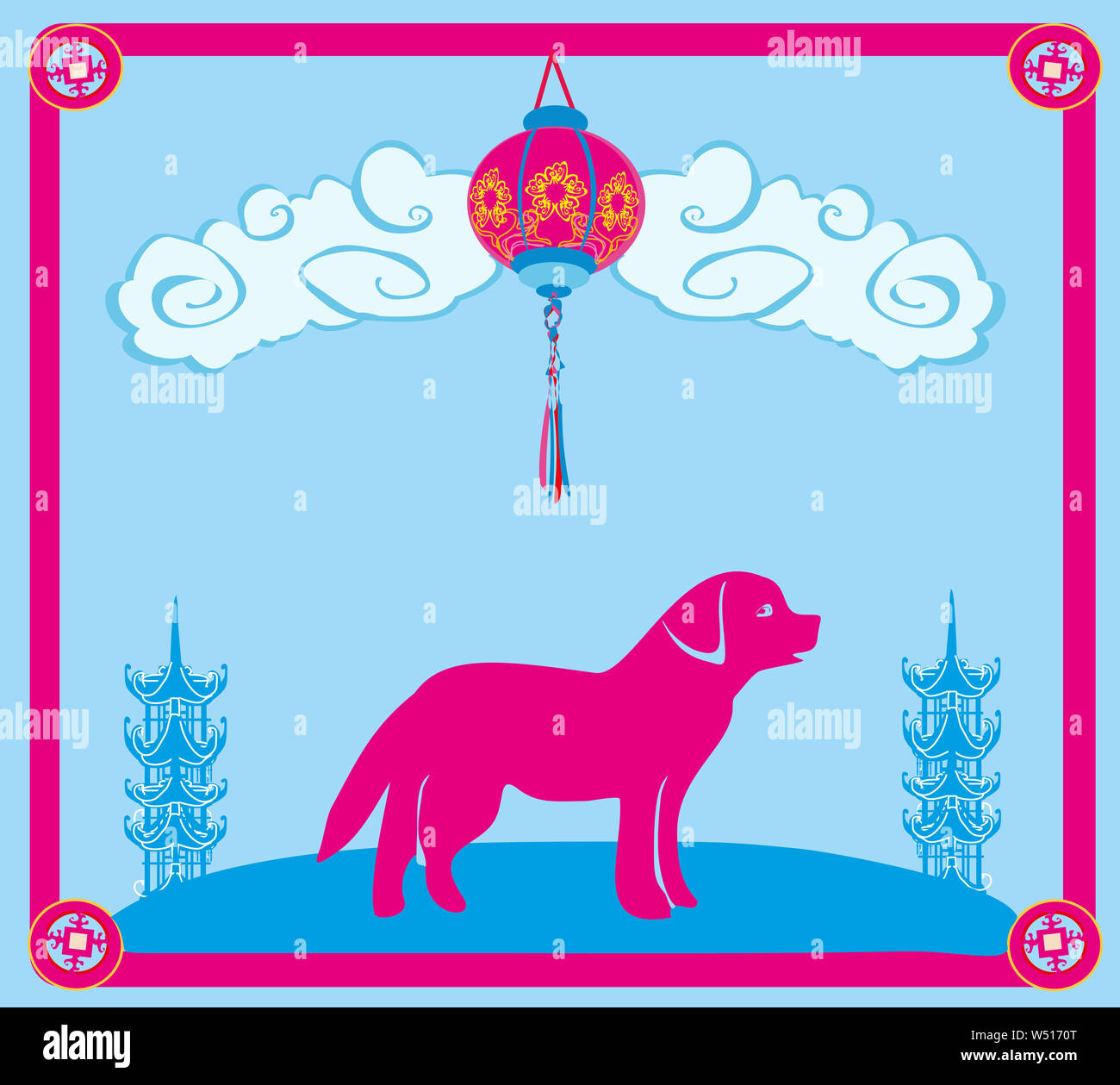 Chinese zodiac the year of Dog frame Stock Photo Alamy