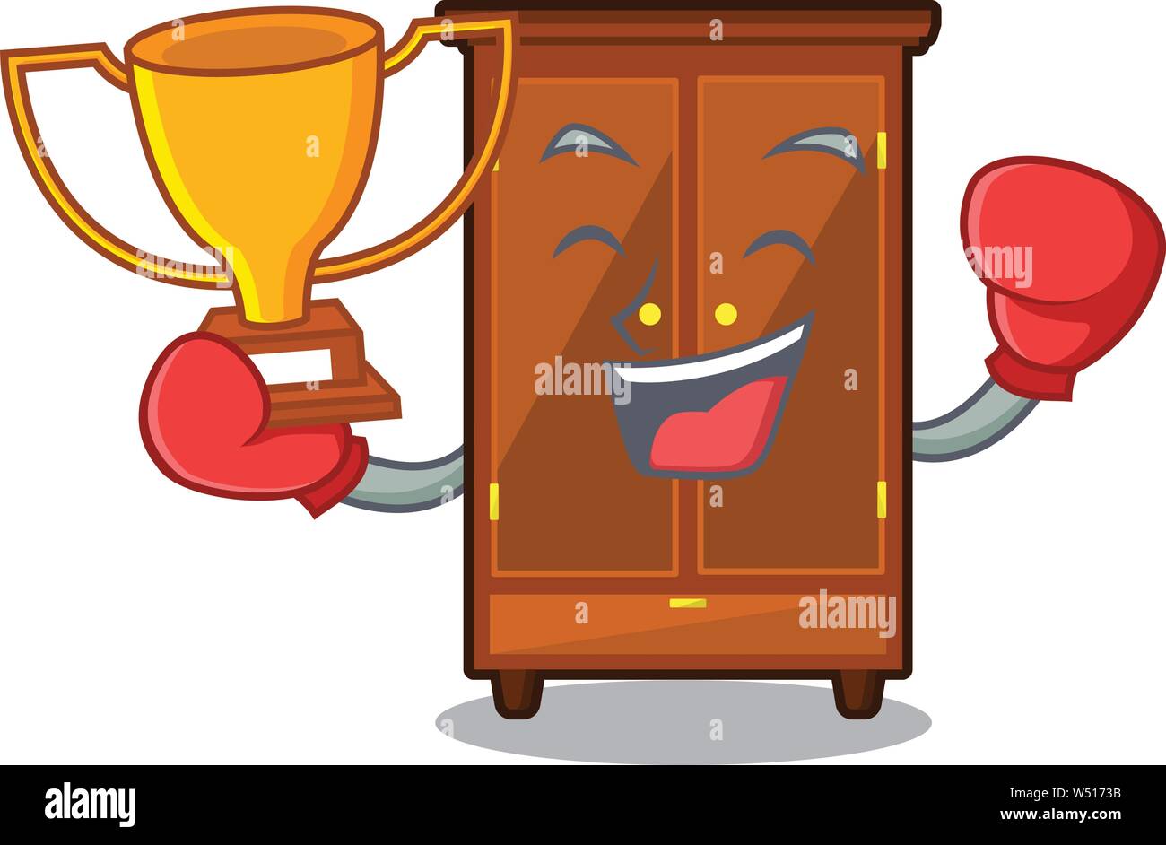 Boxing winner wardrobe next to the cartoon chair vector illustration ...