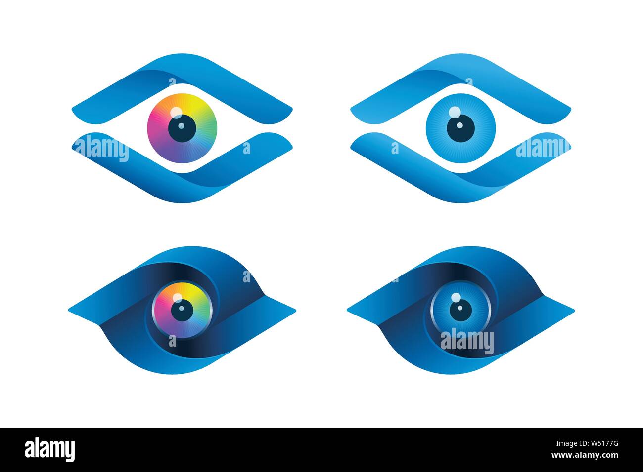 Abstract eye symbols with colorful eyeball. Vision vector icons Stock ...