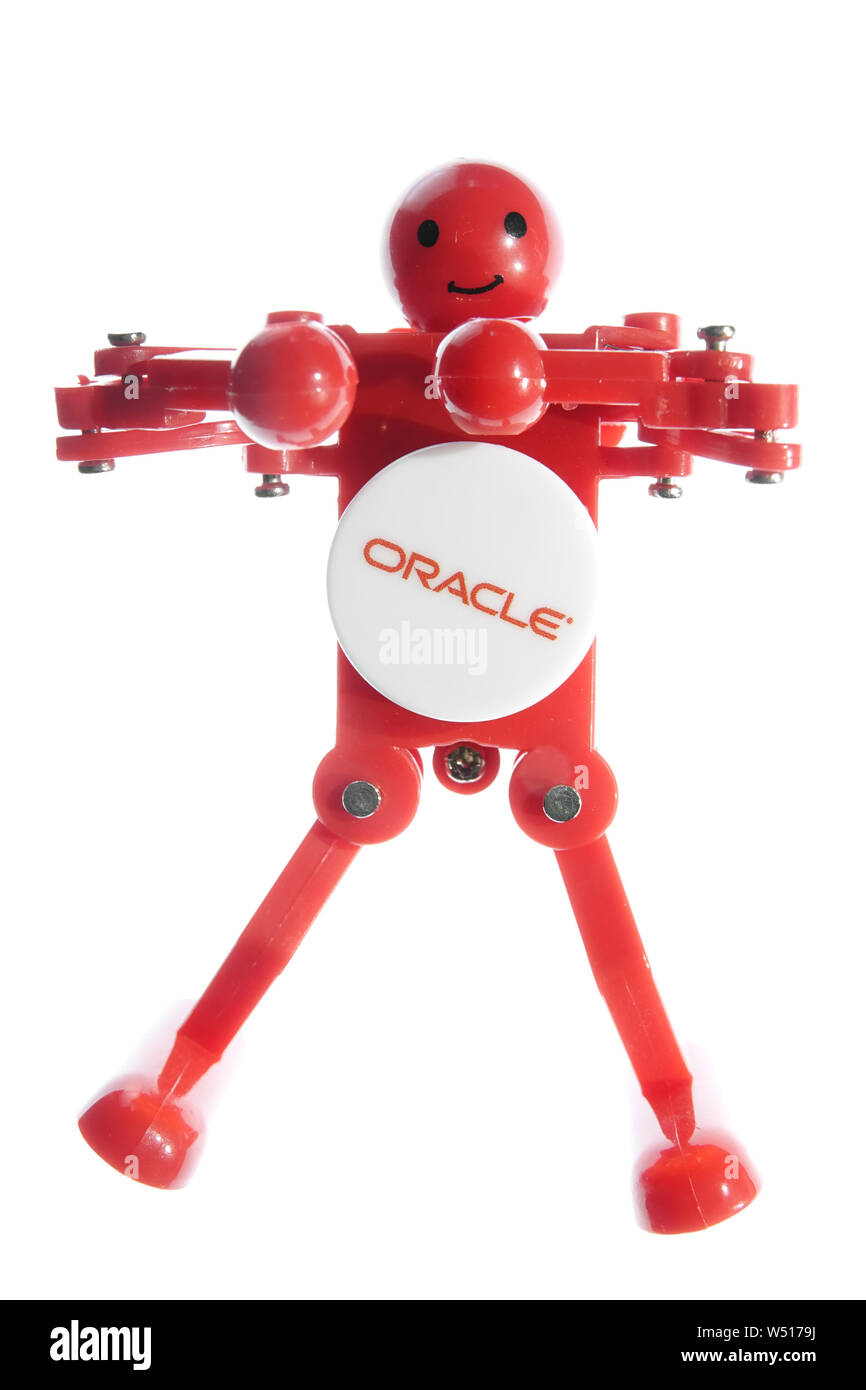 Souvenir dancing man toy with Oracle Corporation logo Stock Photo