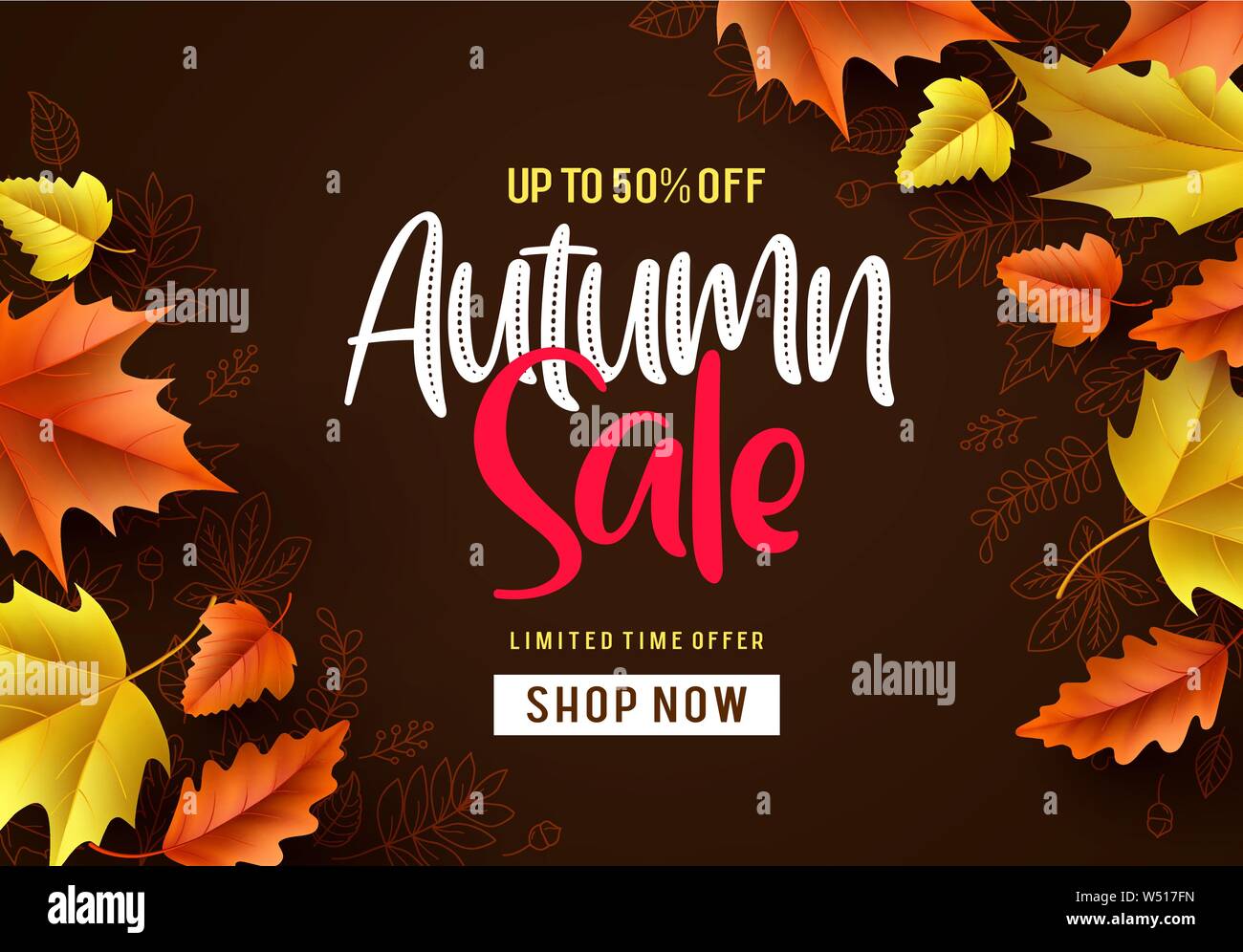 Autumn Sale Vector Background Fall Season Banner Design With