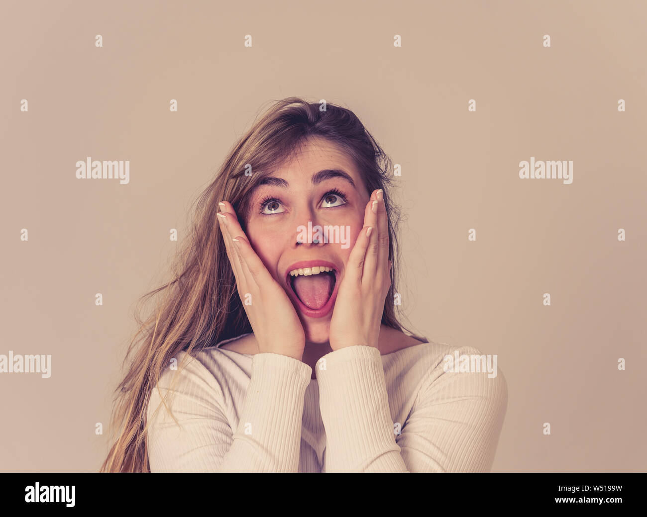 Shocked beautiful blonde woman surprise hi-res stock photography and ...