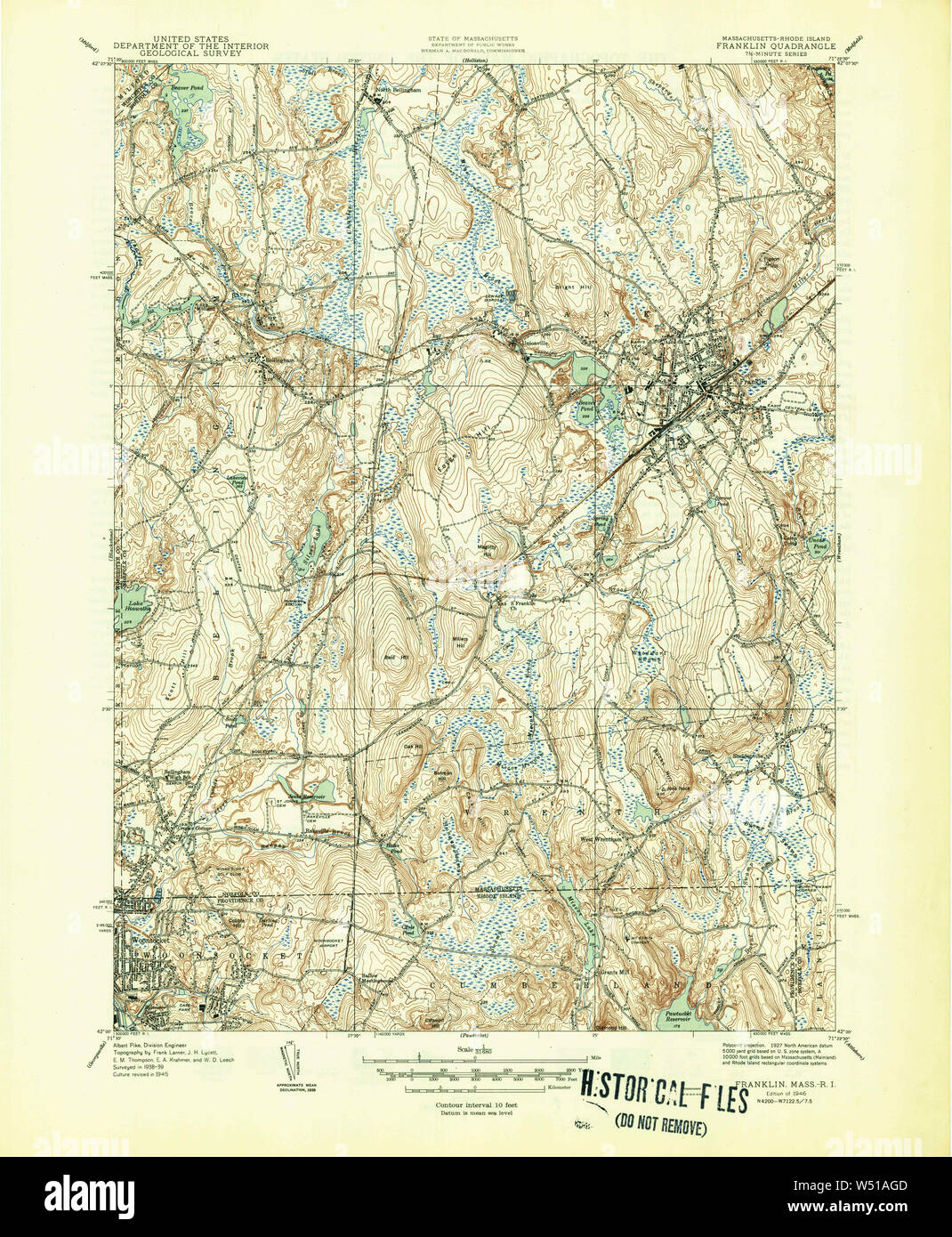 Massachusetts USGS Historical Topo Map MA Franklin 351706 1946 31680