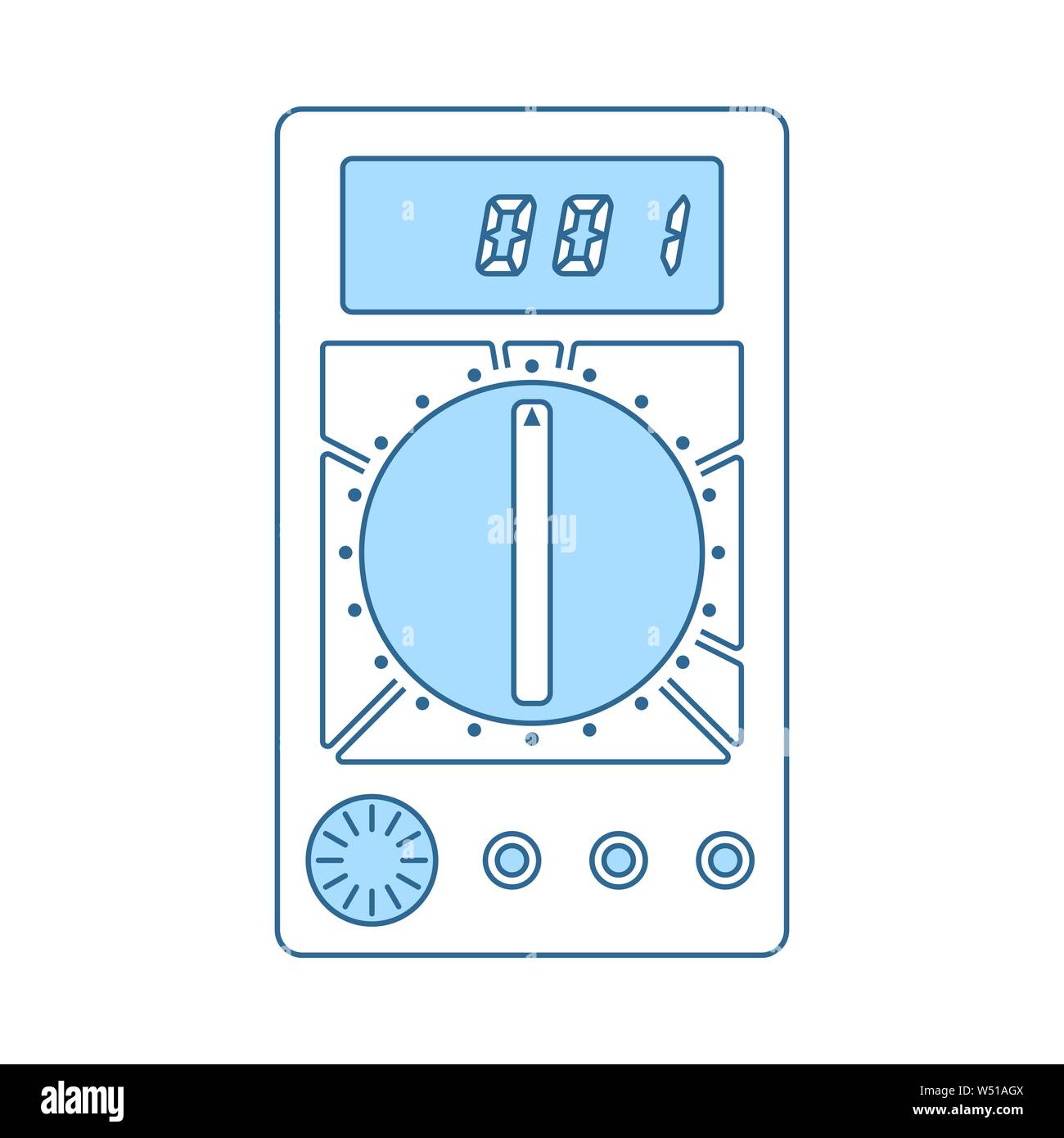 Multimeter Icon. Thin Line With Blue Fill Design. Vector Illustration. Stock Vector