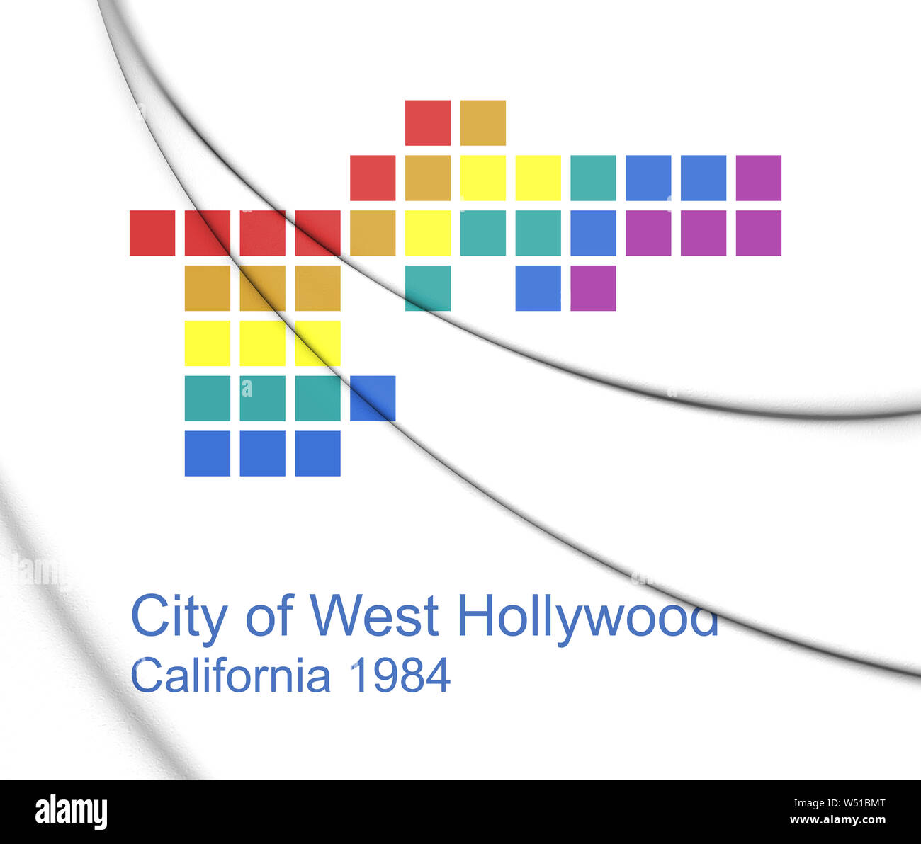 3D Flag of West Hollywood (California), USA. 3D Illustration. Stock Photo