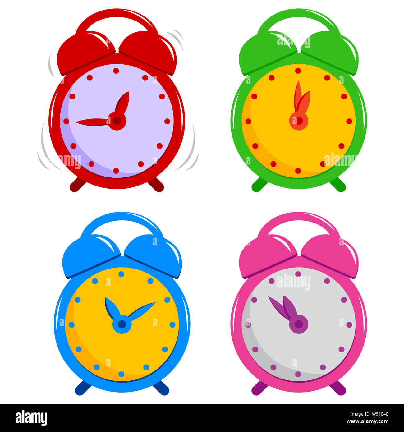 Illustration set of colorful alarm clocks Stock Photo Alamy