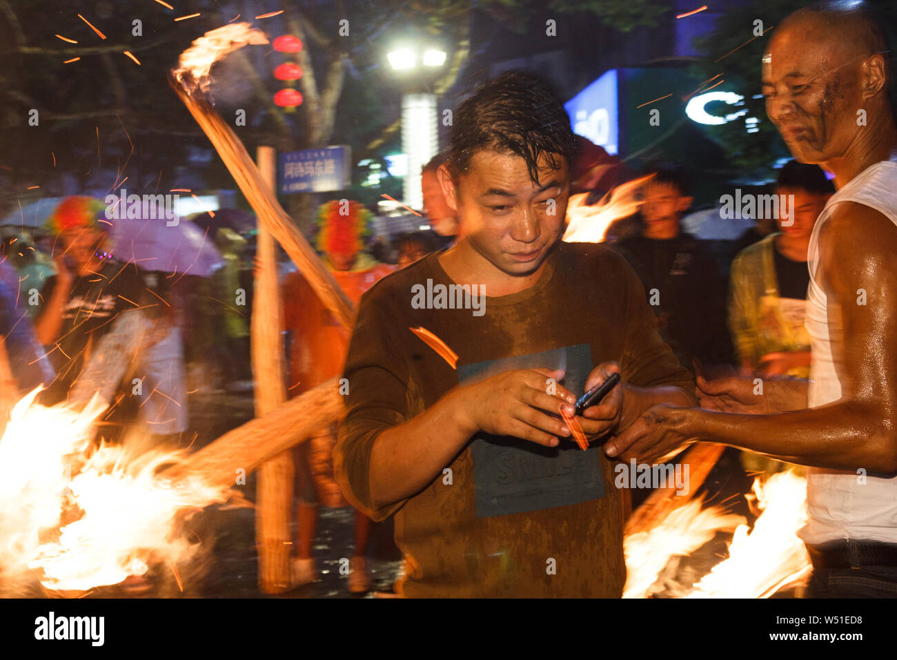 Celebrations of the torch festival in Yunnan province, China Stock Photo
