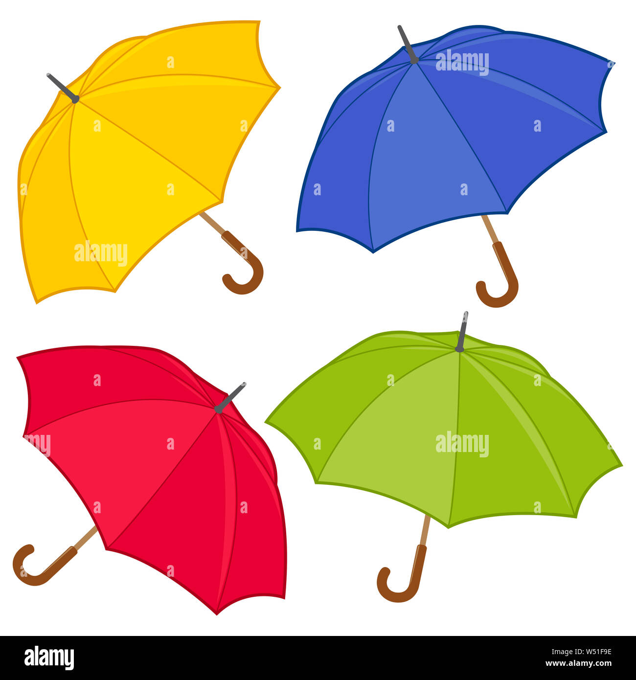 Illustration set of colorful umbrellas Stock Photo - Alamy