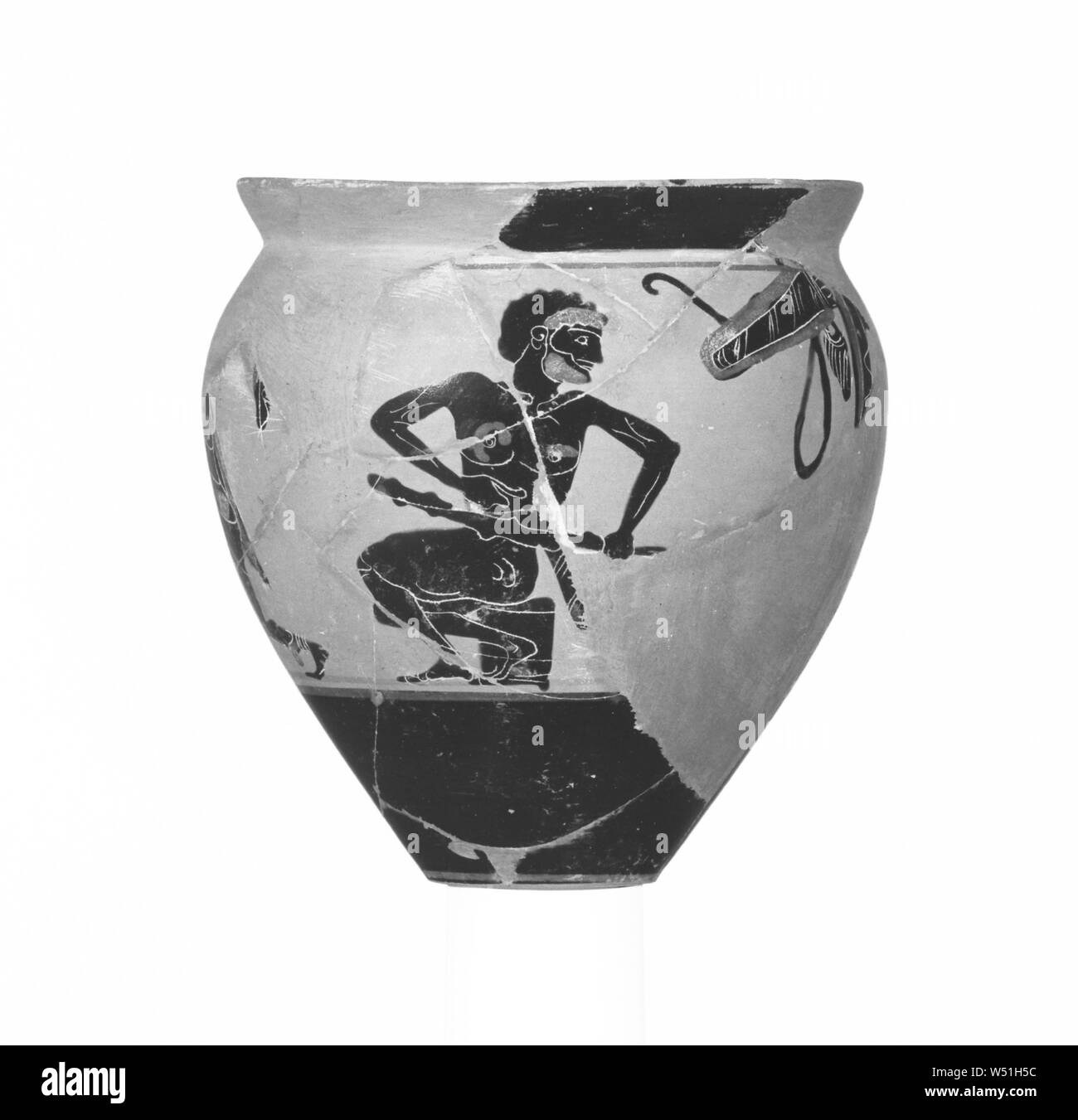 Attic Black-Figure Mastoid, Unknown, Athens, Greece, about 510 - 500 B.C., Terracotta, 14.4 cm (5 11/16 in Stock Photo
