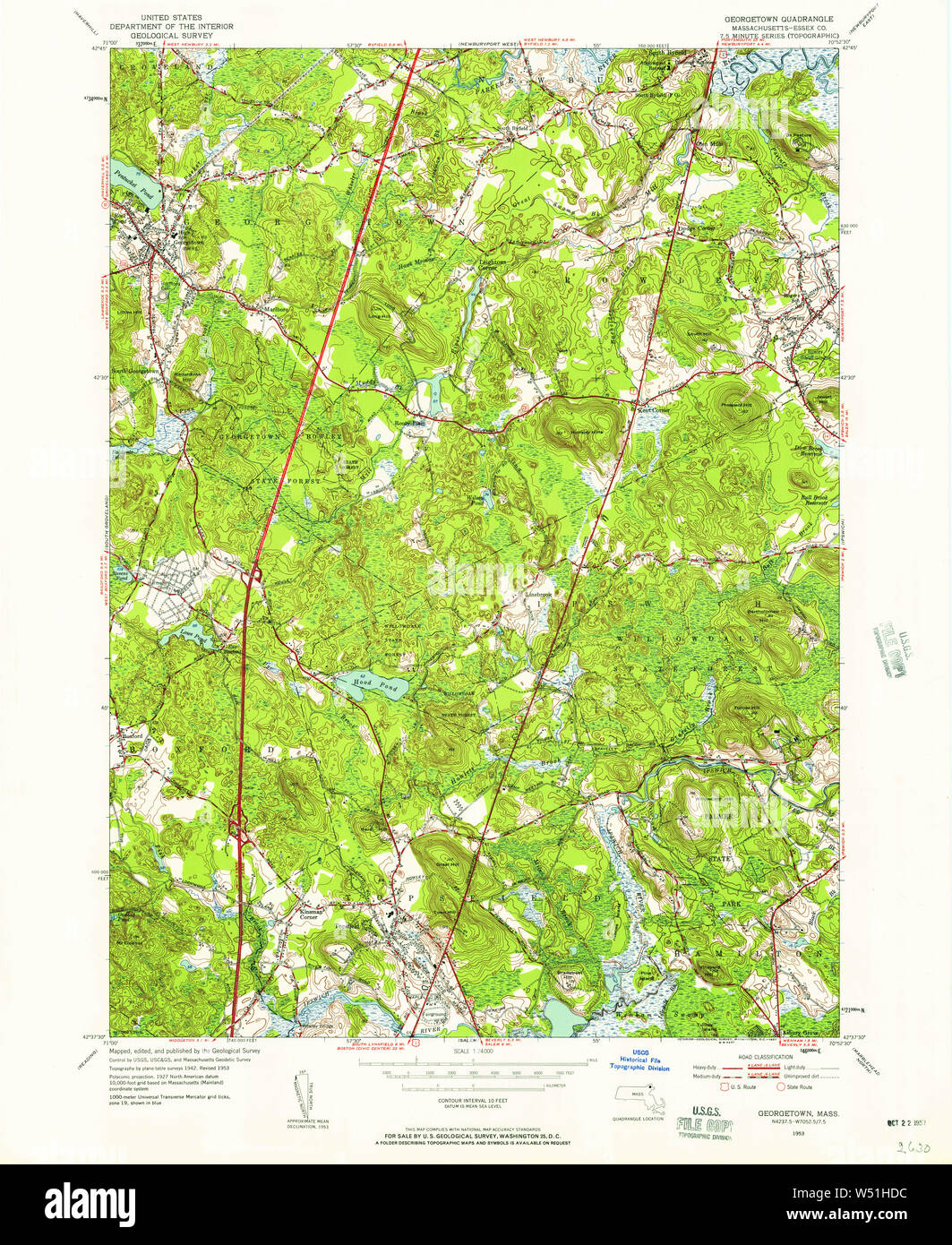 Historical georgetown map hi res - Massachusetts Usgs Historical Topo Map Ma Georgetown 350154 1953 24000 Restoration W51HDC