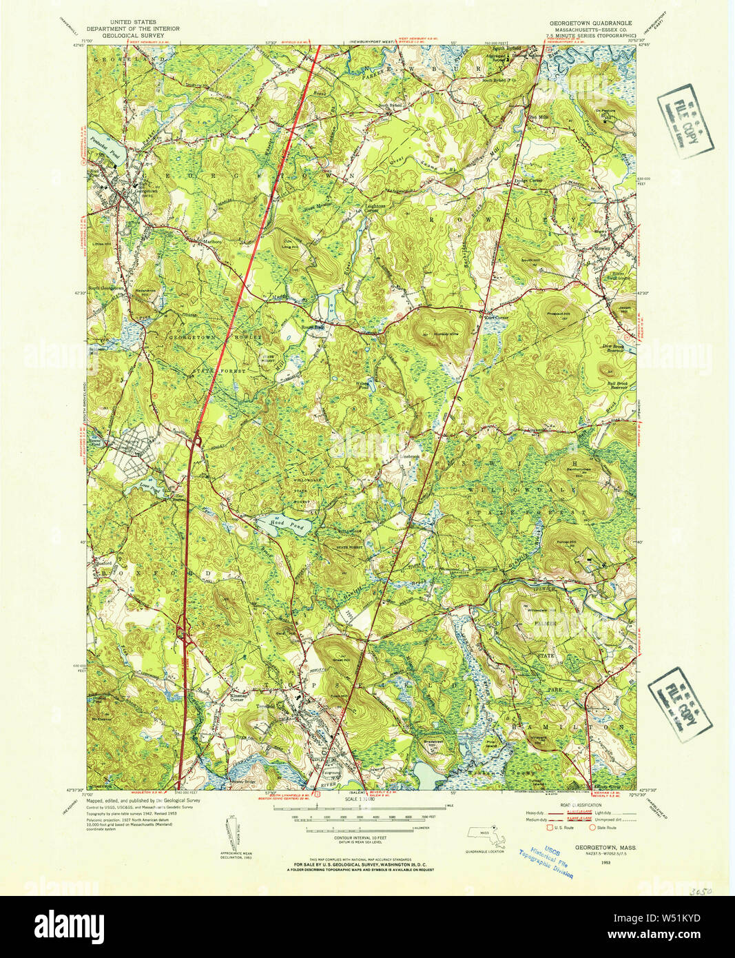 Massachusetts USGS Historical Topo Map MA 351719 1953 31680