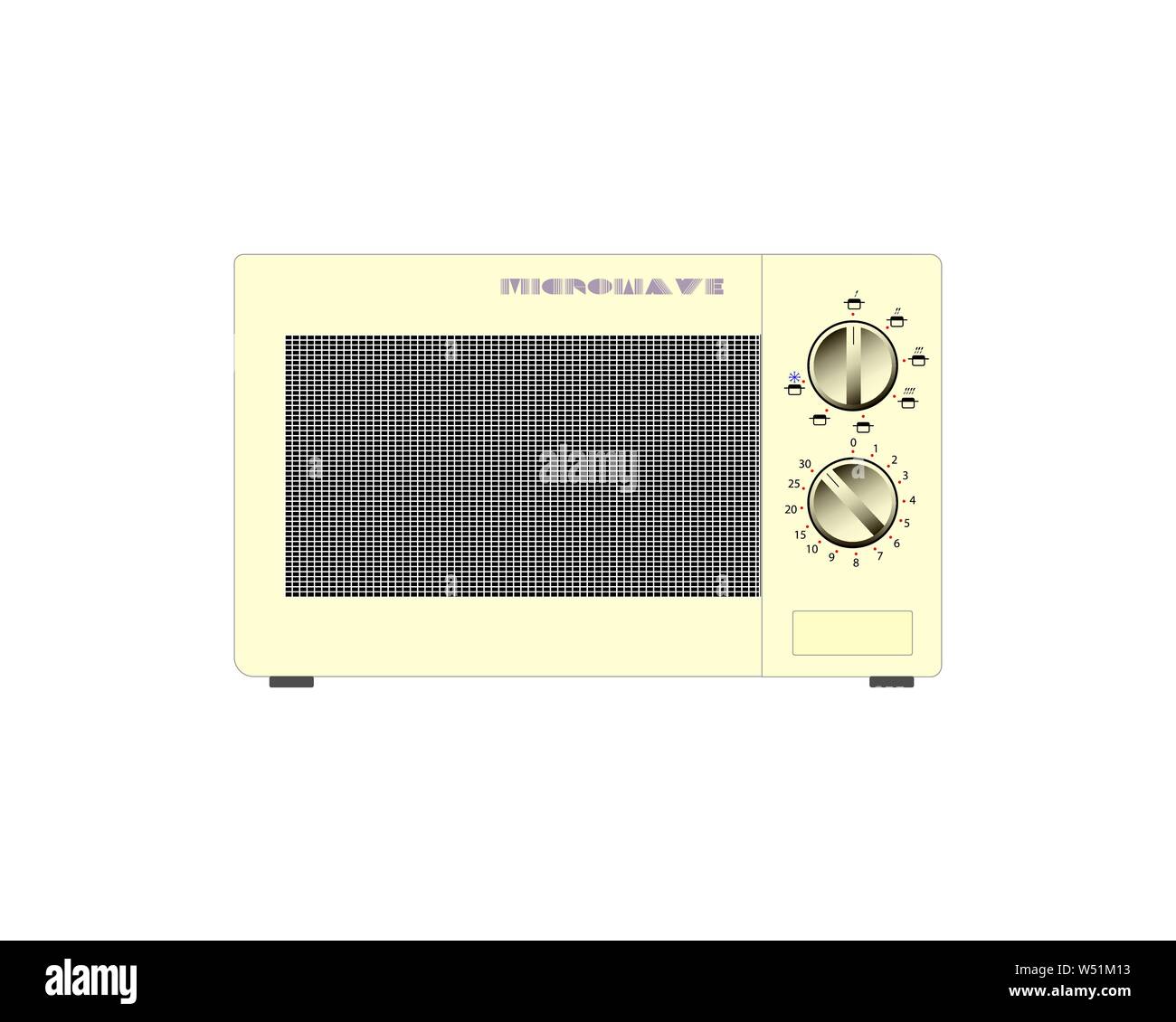 Old microwave on a white background. Vector illustration Stock Vector