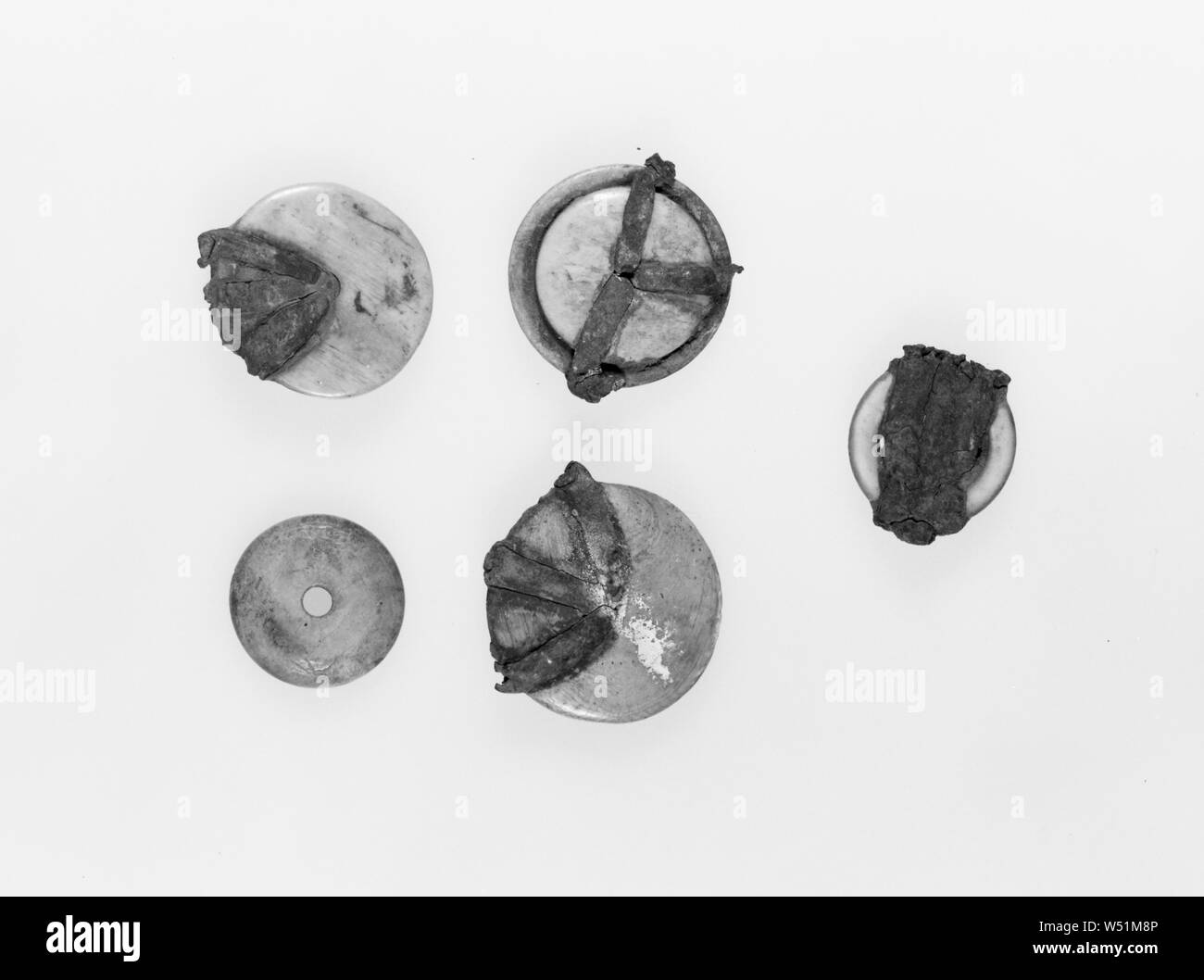 Roundel, Unknown, Egypt, 4th century, Bone and leather, 3.7 cm (1 7/16 ...