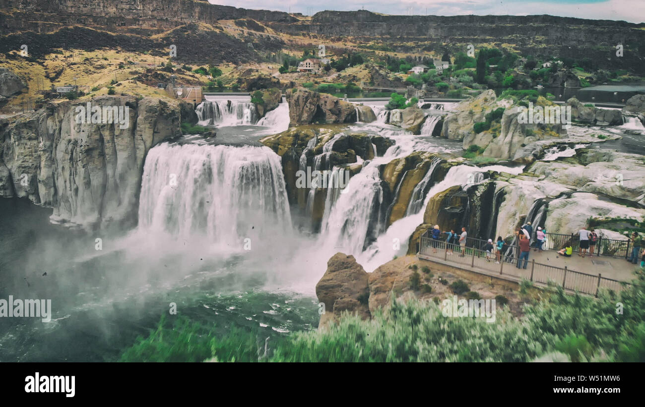 Spectacular aerial view of Shoshone Falls or Niagara of the West with ...