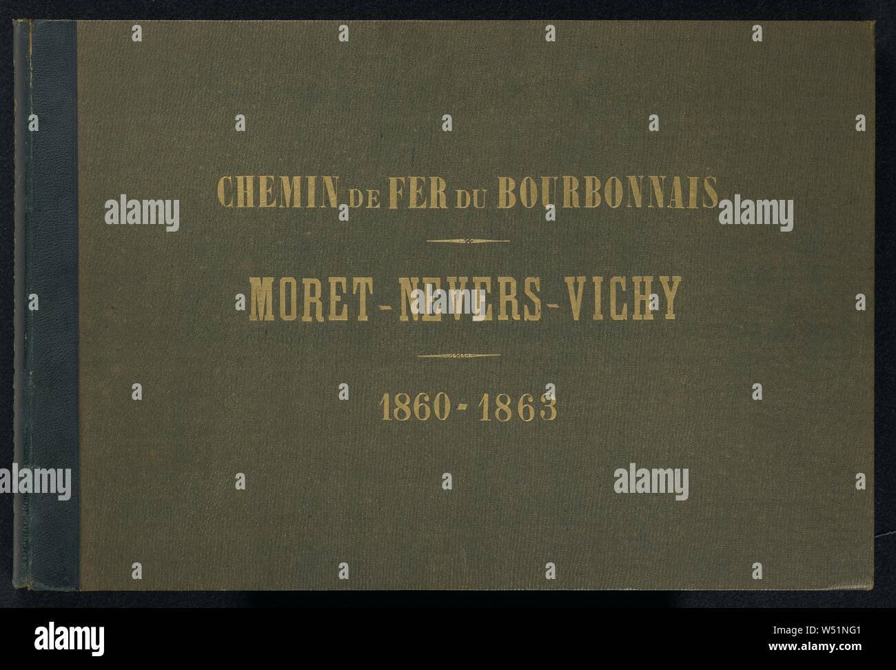 Chemin de Fer du Bourbonnais. Moret-Nevers-Vichy. 1860 - 1863. (cover title), Auguste Hippolyte Collard (French, 1812 - 1885/1897), Paris, France, 1860–1863, Albumen silver print Stock Photo