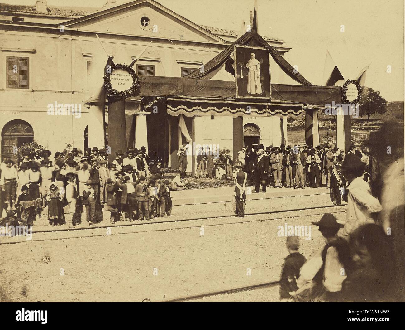 Inauguration de la gare du Ceccano, Altobelli & Molins (Italian, active until 1865), Ceccano, Italy, 1862, Albumen silver print, 23.3 × 31.3 cm (9 3/16 × 12 5/16 in Stock Photo