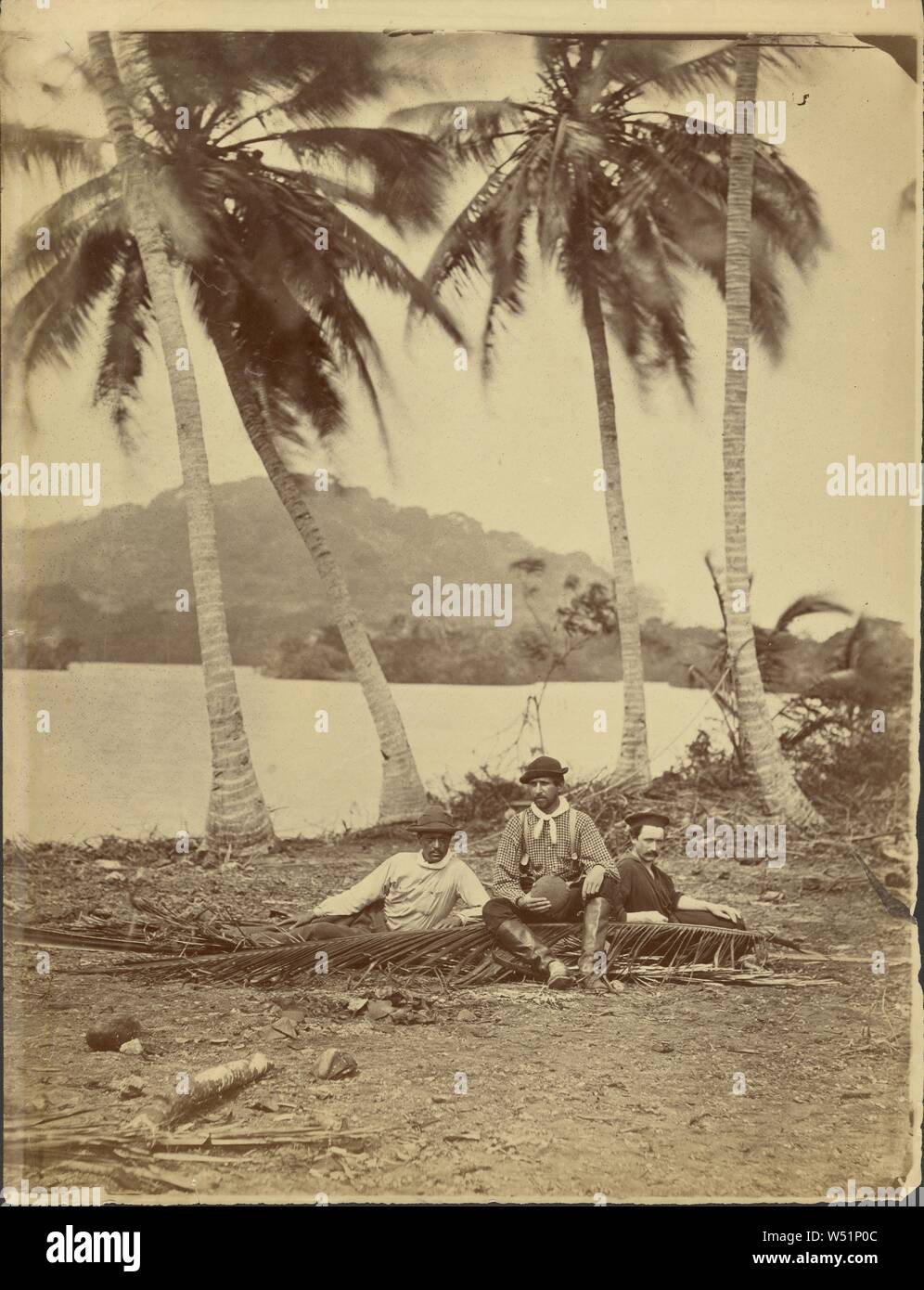 Crew Members of the Selfridge Expedition to the Isthmus of Darién (Panama), Timothy H. O'Sullivan (American, about 1840 - 1882), 1870, Albumen silver print, 29.2 × 22.9 cm (11 1/2 × 9 in Stock Photo