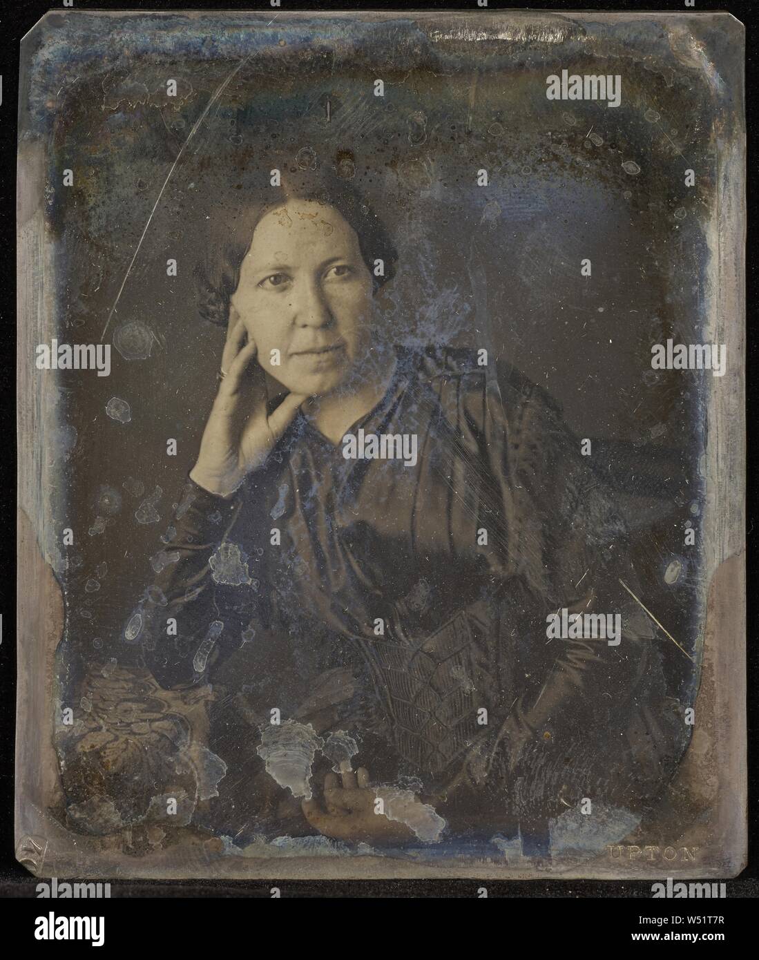 Portrait of Miss Martin of Maine, B. F. Upton (American, born 1818, active Minneapolis and St. Anthony, Minnesota, Bath, Maine and Chicago, Illinois 1857 - 1879), about 1855, Daguerreotype, 8.1 × 6.8 cm (3 3/16 × 2 11/16 in Stock Photo