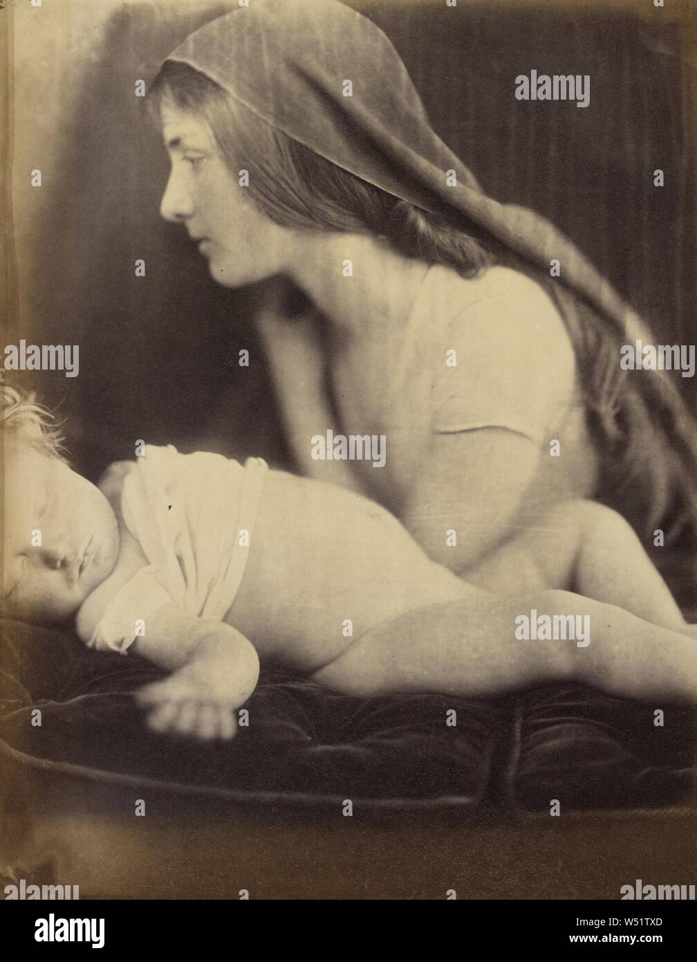 The Shunamite Woman and her dead Son, Julia Margaret Cameron (British, born India, 1815 - 1879), Freshwater, Isle of Wight, England, 1865, Albumen silver print, 27.1 × 21.3 cm (10 11/16 × 8 3/8 in Stock Photo