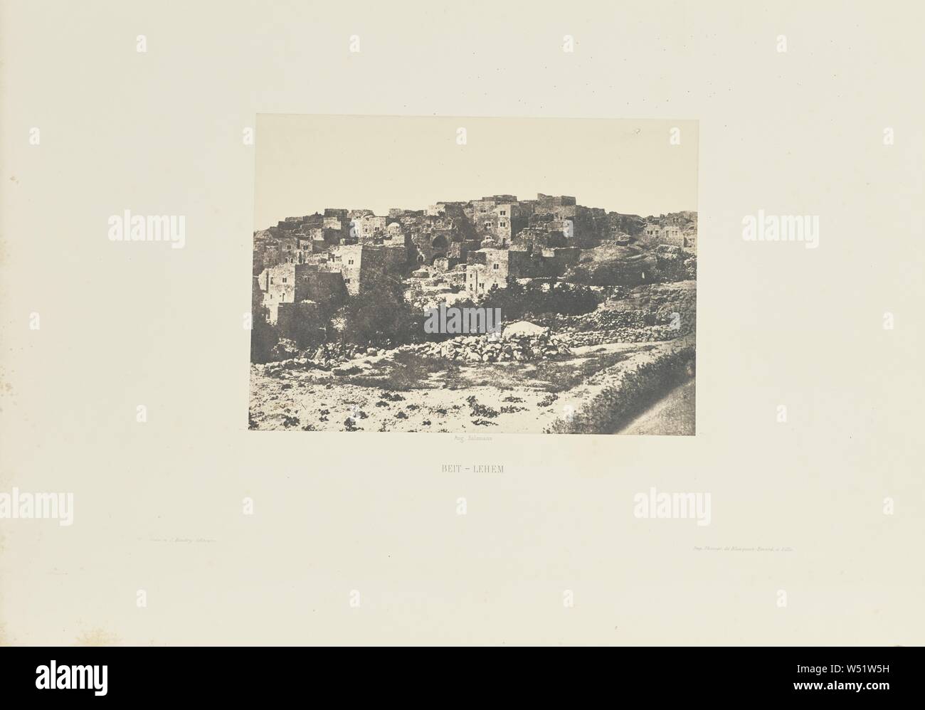 Beit-Lehem, Auguste Salzmann (French, 1824 - 1872), and Louis Désiré Blanquart-Evrard (French, 1802 - 1872), Jerusalem, Israel (Palestine), negative 1854, print 1856, Salted paper print, 14 × 19.5 cm (5 1/2 × 7 11/16 in Stock Photo